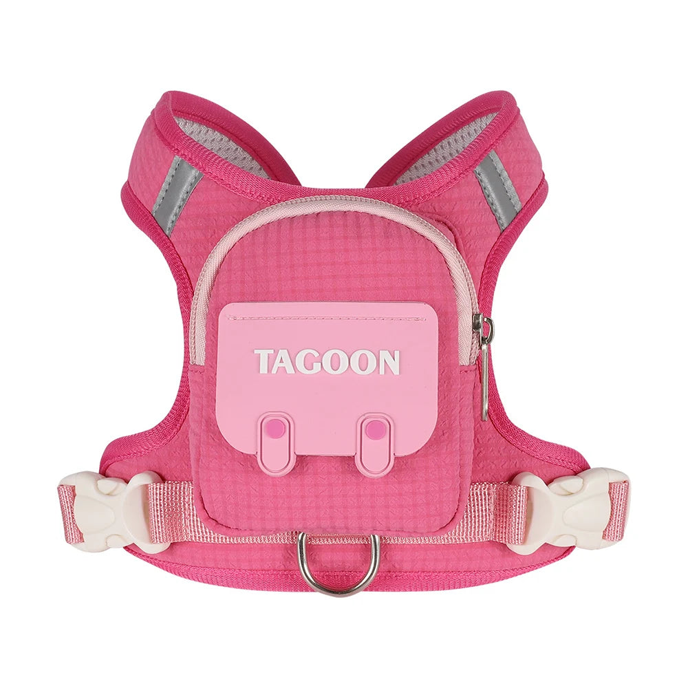 Dog Cat Harness and Leash Set, Reflective Adjustable Pet Vest with Backpack for Small Medium dogs