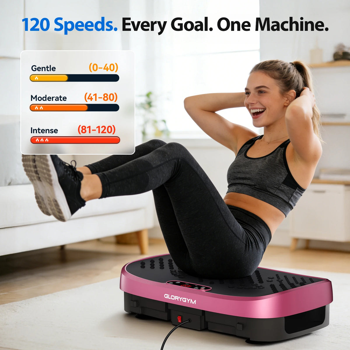 Magnetic Vibration Plate Exercise Machine Fat Burning 120 Levels 330lbs Portable Quiet Home Fitness  APP Control Workout Platform for Home Gym Body Shaping  for Women and Men