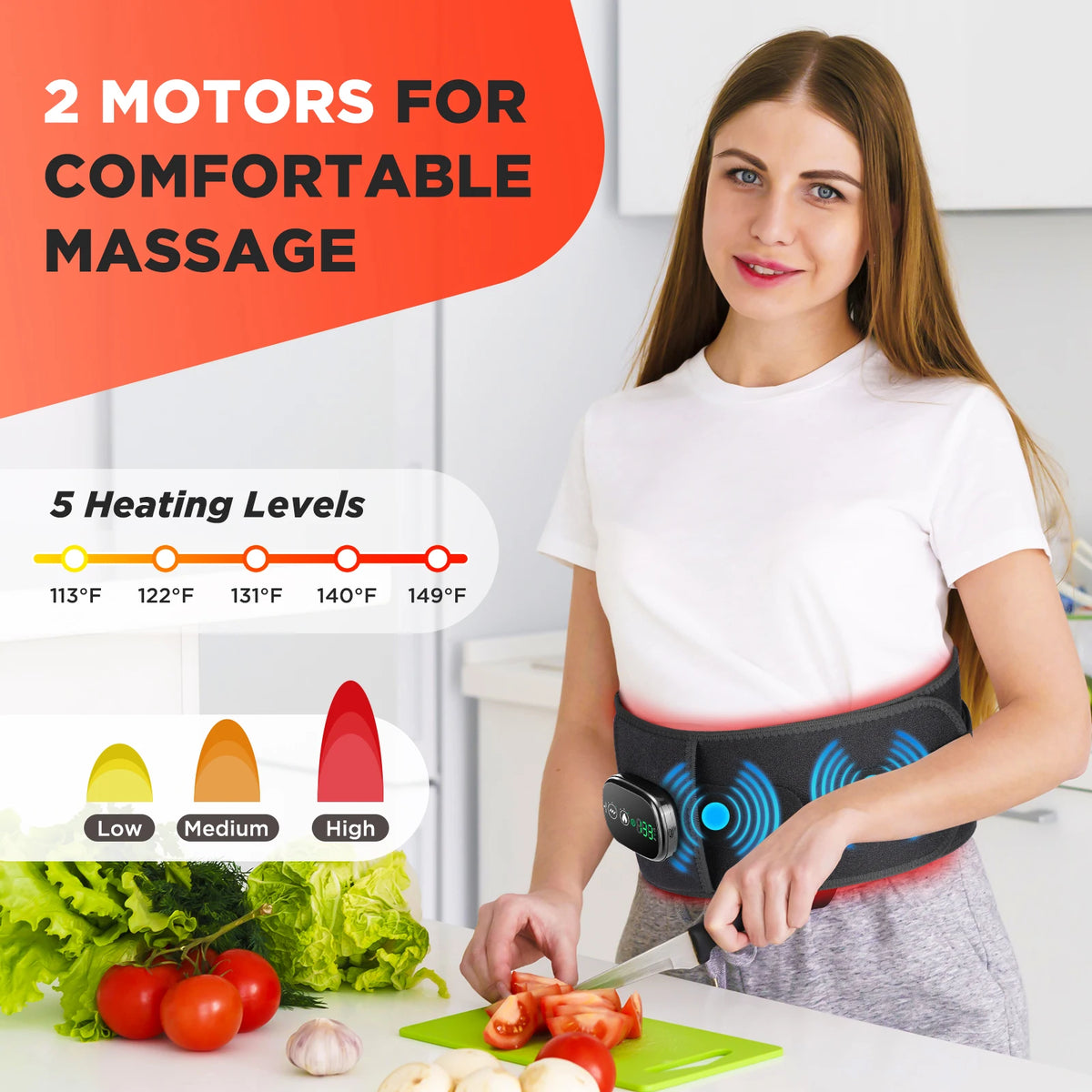 5-speed Heated Waist Belt Lower Back Lumbar Support Heating Pad 3 Vibration Massage Brace Abdomen Warm Menstrual Care Wrap