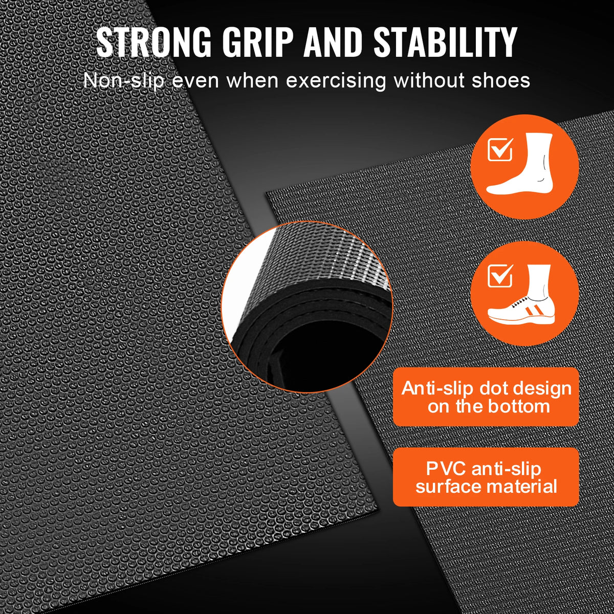 SucceBuy 12x6 FT Exercise Mat Non Slip High Density Premium Yoga Mat Exercise Yoga Mat for Fitness & Exercise Mat with Bag