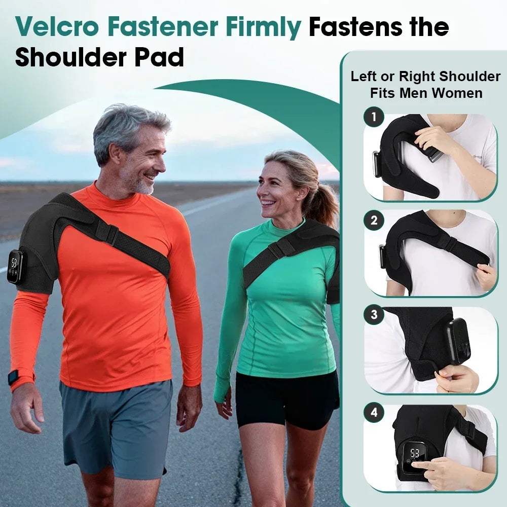 Electric Heated Vibration Shoulder Massage Pad Massager Elbow Large Area Hot Compress Joint Brace Muscle Relaxation Support Belt