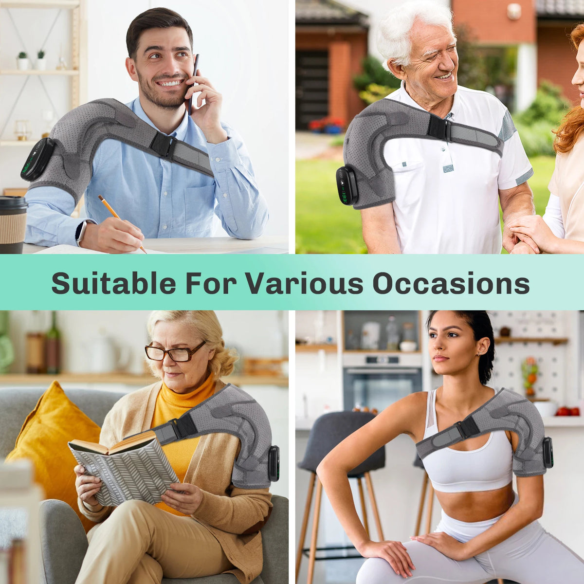 Cordless Electric Heating Shoulder Massager Vibration Massage Shoulder Brace Support Belt Shoulder Muscle Relaxer Heated Pad