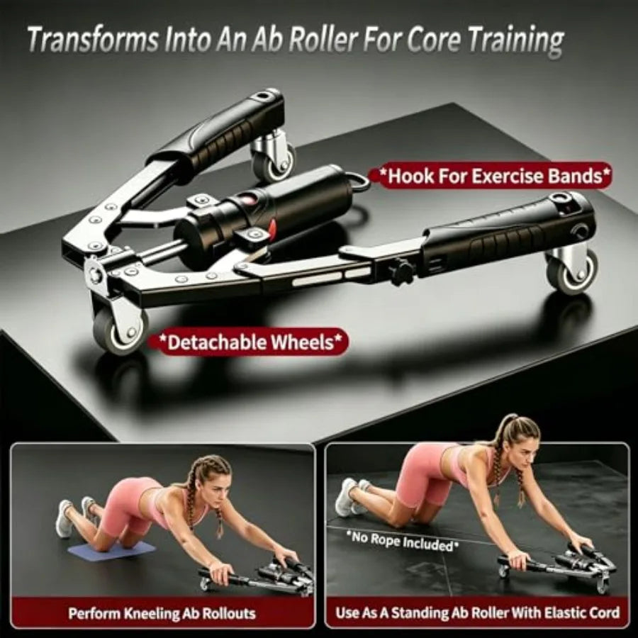 3 in 1 Twister Arm Trainer, Adjustable 22-440 lbs Hydraulic Power Chest Workout Equipment with Ab Roller Wheel,home gym.