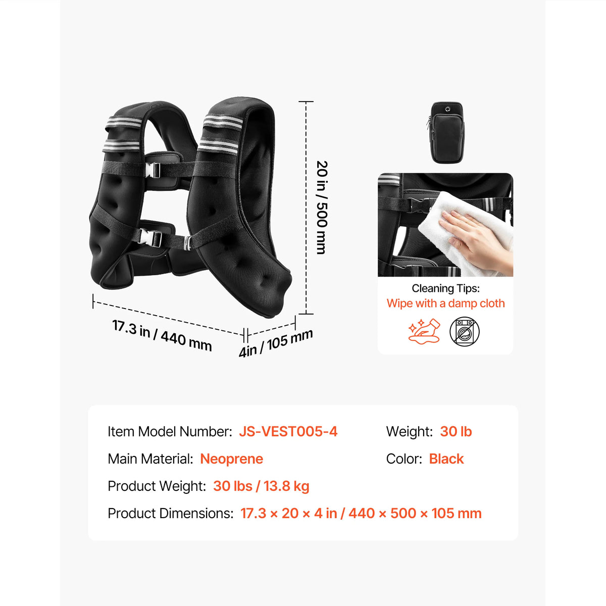 Succe Buy Buckle Weighted Vest 12/16/20/30 lbs Weight Vest with Reflective Stripe Adjustable for Men and Women for Strength Training