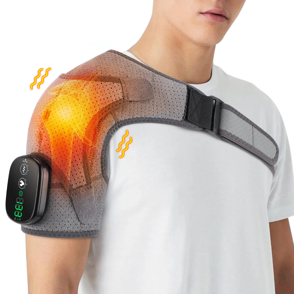 Cordless Electric Heating Shoulder Massager Vibration Massage Shoulder Brace Support Belt Shoulder Muscle Relaxer Heated Pad