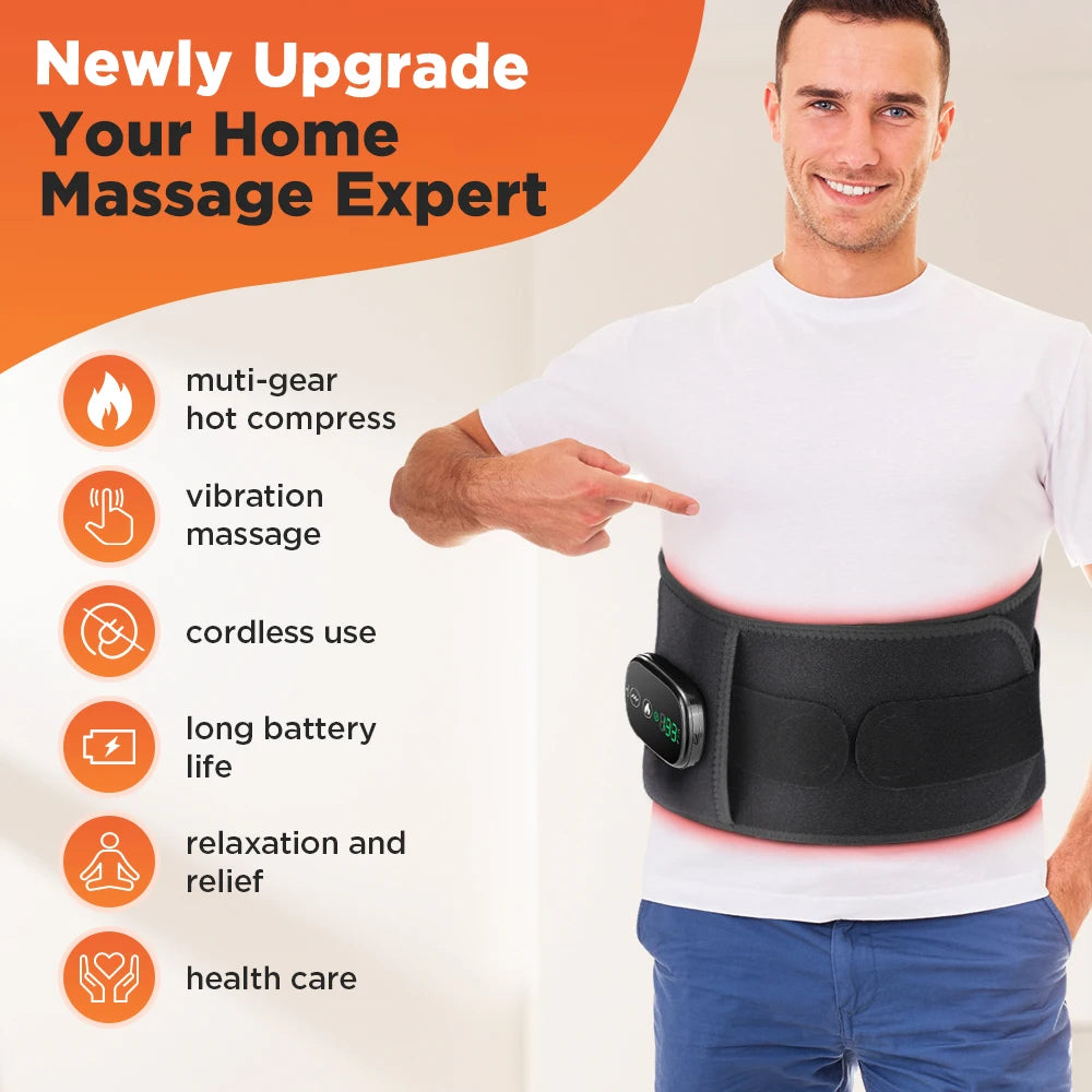 5-speed Heated Waist Belt Lower Back Lumbar Support Heating Pad 3 Vibration Massage Brace Abdomen Warm Menstrual Care Wrap
