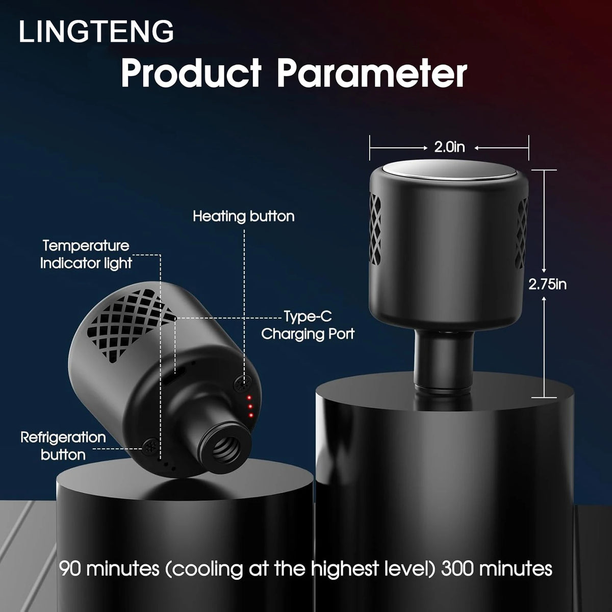 LINGTENG Massage Gun with Hot and Cold Functions, Deep Tissue Massage Gun, Back and Neck Massager, Muscle Percussion Massager, Handheld Massager, 7 Massage Heads, Comes with Storage Case.