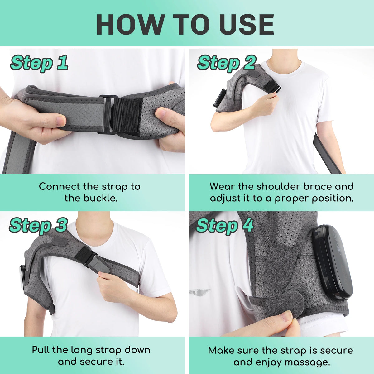 Cordless Electric Heating Shoulder Massager Vibration Massage Shoulder Brace Support Belt Shoulder Muscle Relaxer Heated Pad