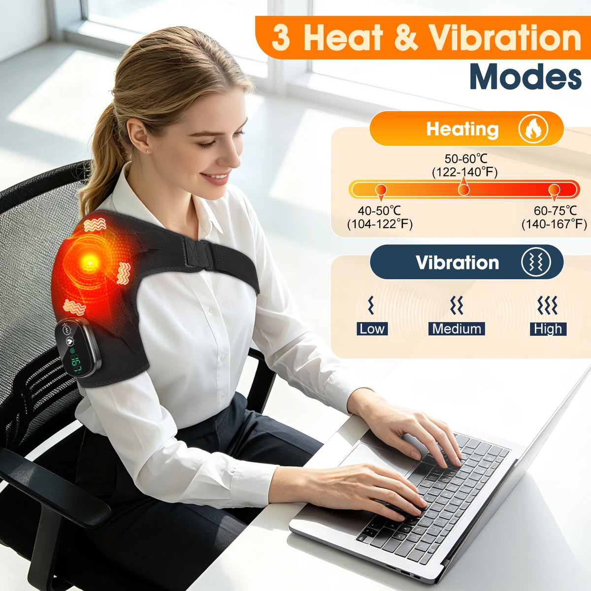 Electric Shoulder Massage Machine Heated Vibration Back Shoulder Belt Brace Relax Shoulder Neck Muscle Massagers Health Care