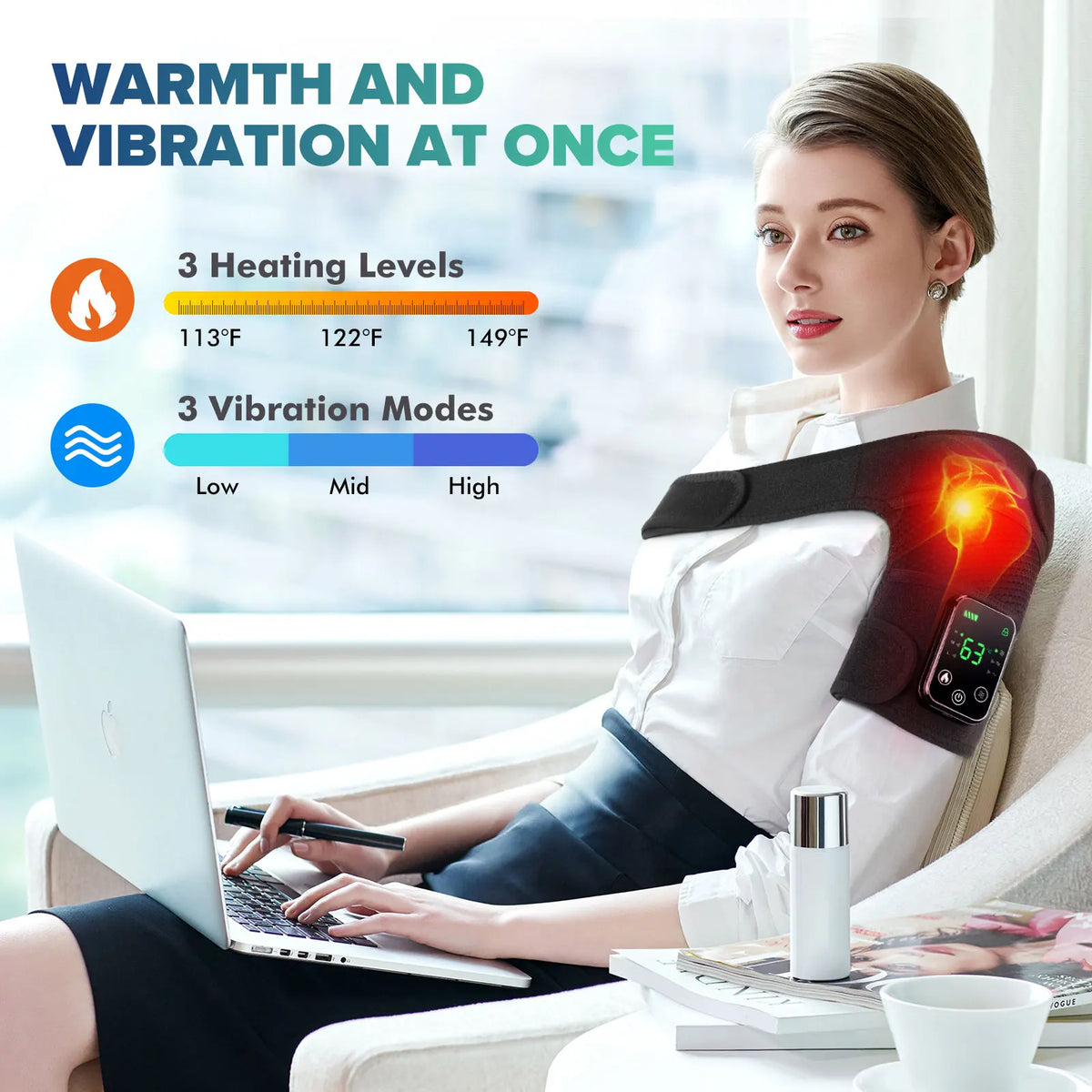 Electric Heating Knee Massage Instrument Cordless Hot Compress Vibrator,Muscle Relaxation