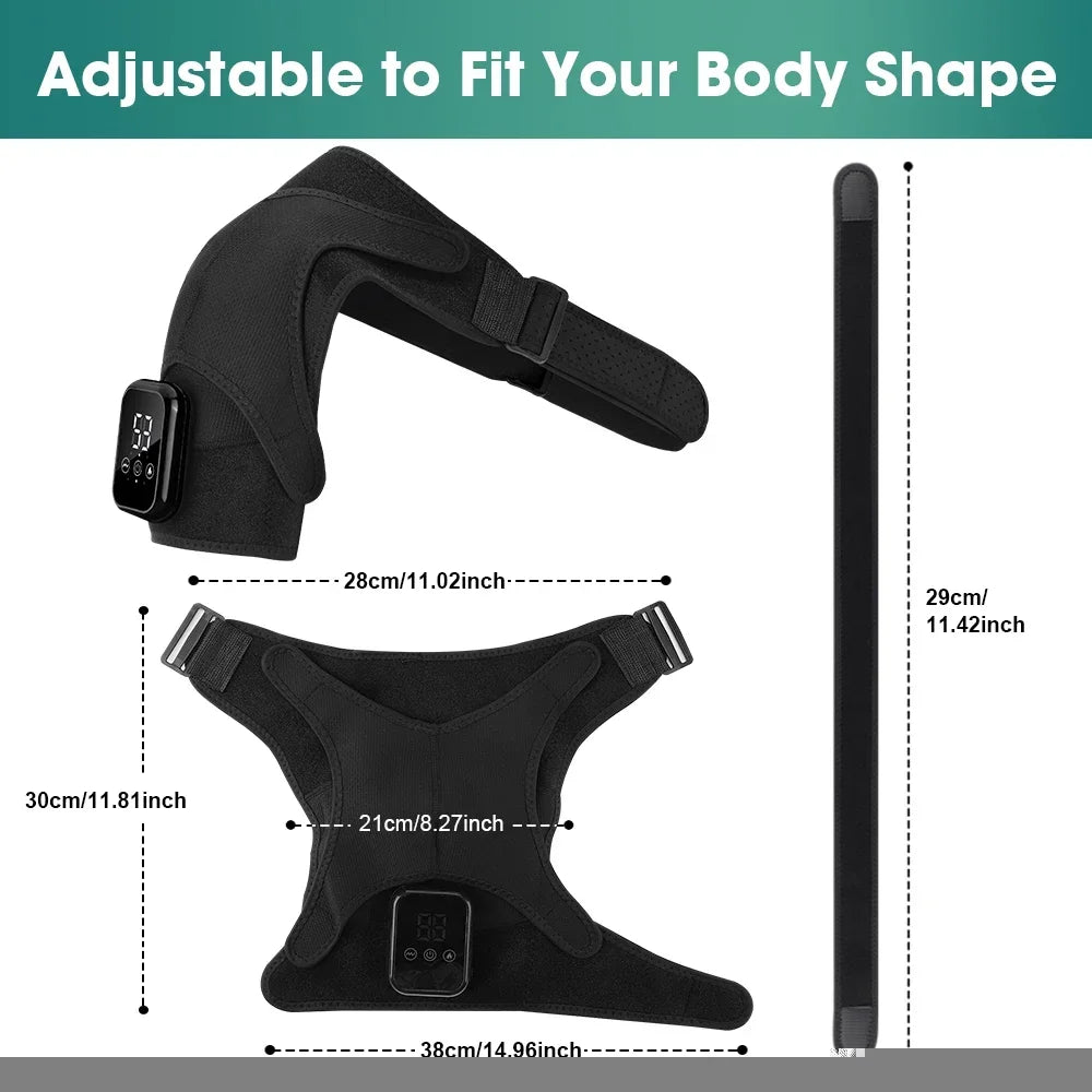 Electric Heated Vibration Shoulder Massage Pad Massager Elbow Large Area Hot Compress Joint Brace Muscle Relaxation Support Belt