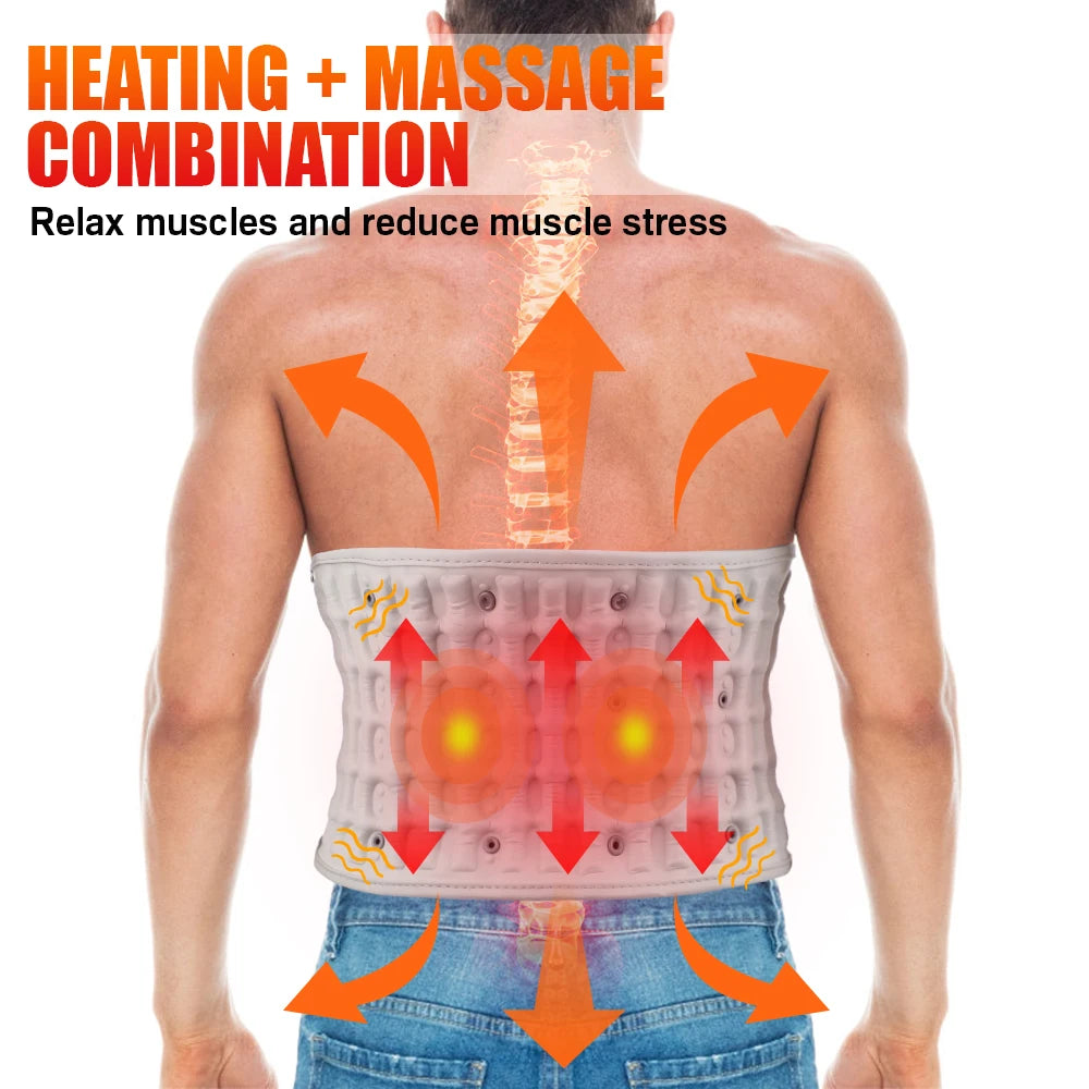 Back Heating Support Belt Airbag Heating Waist Brace Vibration Massage Back Brace Belt Abdomen Warmer Lumbar Support