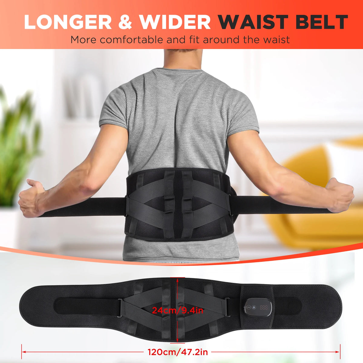 5-speed Heated Waist Belt Lower Back Lumbar Support Heating Pad 3 Vibration Massage Brace Abdomen Warm Menstrual Care Wrap