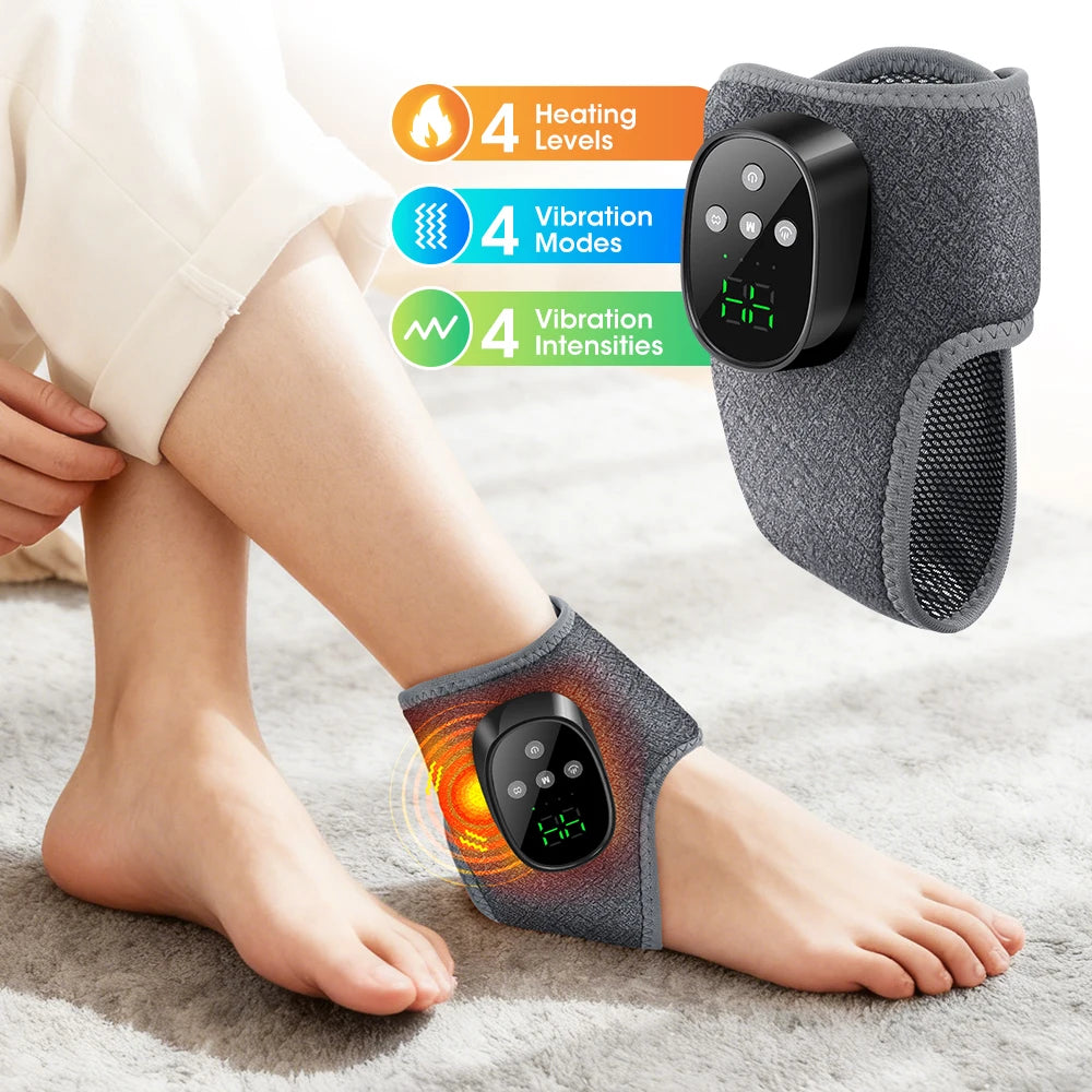 Heated Ankle Brace Massager 4 Heat Levels 4 Modes 4 Intensities Adjustable Warm Foot Brace Cordless Rechargeable Foot Relaxer