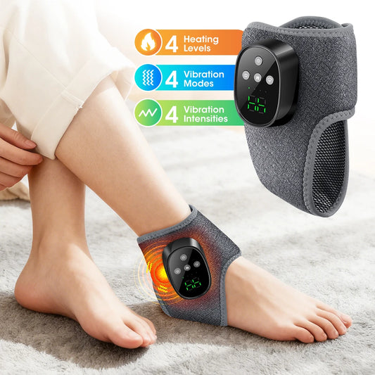 Heated Ankle Brace Massager 4 Heat Levels 4 Modes 4 Intensities Adjustable Warm Foot Brace Cordless Rechargeable Foot Relaxer