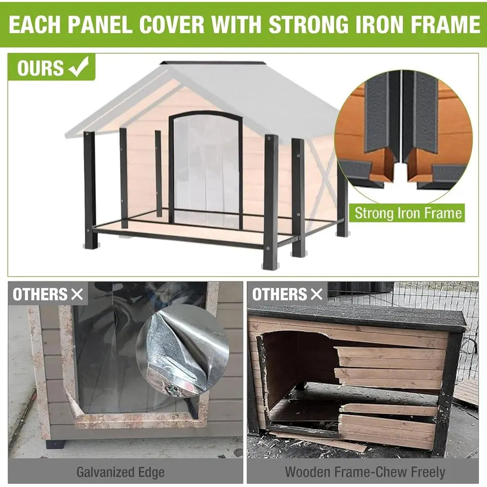 Dog House Outdoor & Indoor Unique All-Seasons Iron Dog Kennel  with Raised feet for Small,  Medium & Large Dogs,Weatherproof.