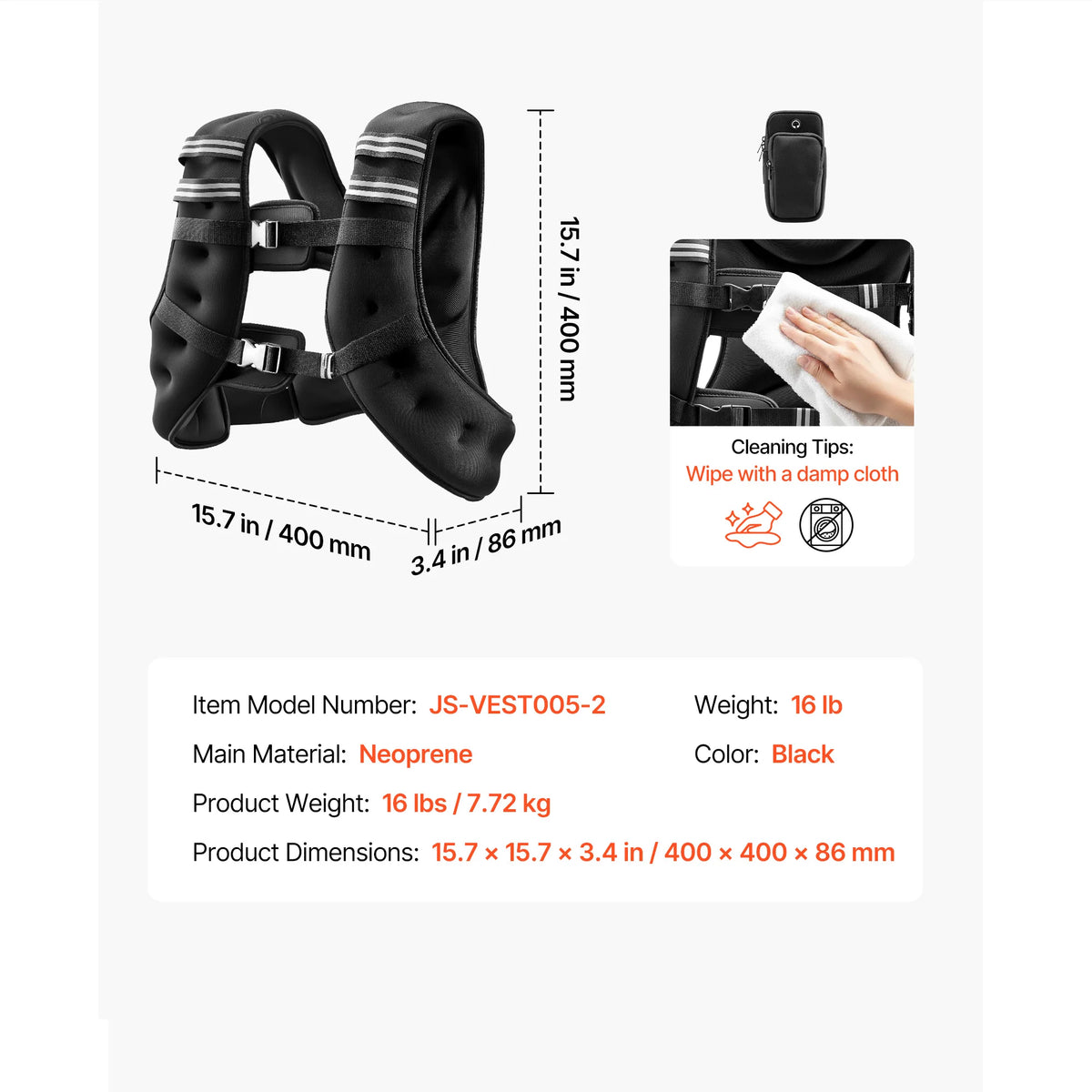 Succe Buy Buckle Weighted Vest 12/16/20/30 lbs Weight Vest with Reflective Stripe Adjustable for Men and Women for Strength Training