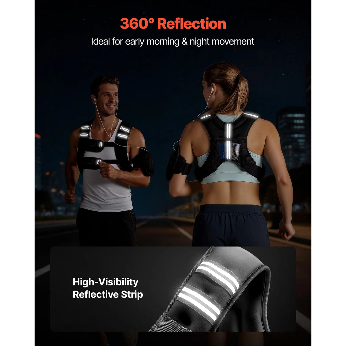 Succe Buy Buckle Weighted Vest 12/16/20/30 lbs Weight Vest with Reflective Stripe Adjustable for Men and Women for Strength Training