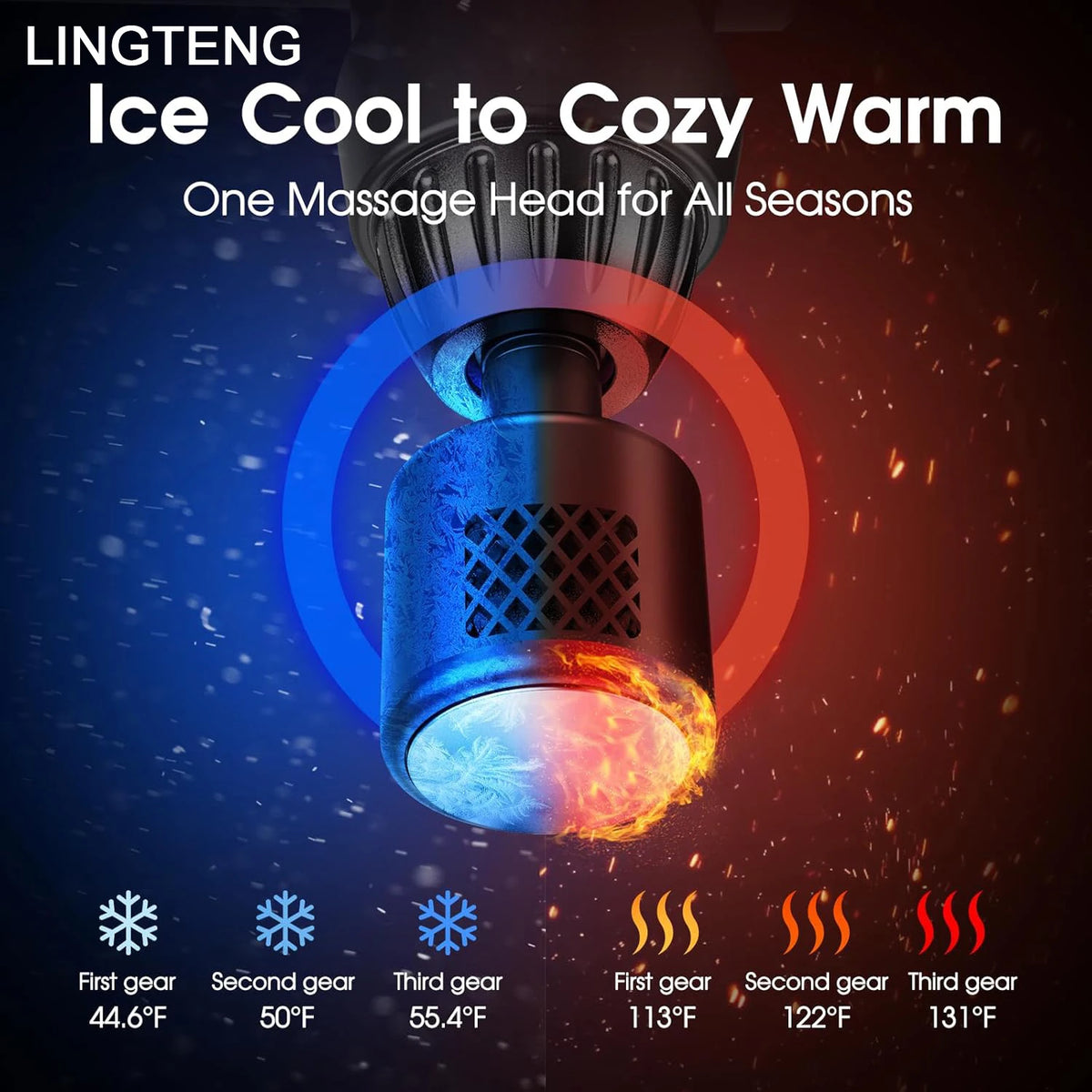 LINGTENG Massage Gun with Hot and Cold Functions, Deep Tissue Massage Gun, Back and Neck Massager, Muscle Percussion Massager, Handheld Massager, 7 Massage Heads, Comes with Storage Case.