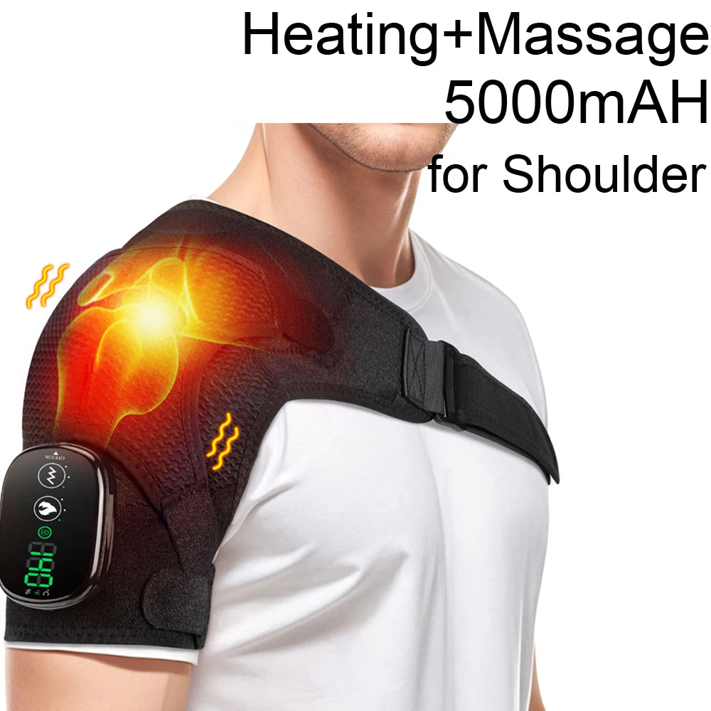 Cordless Electric Heating Shoulder Massager Vibration Massage Shoulder Brace Support Belt Shoulder Muscle Relaxer Heated Pad