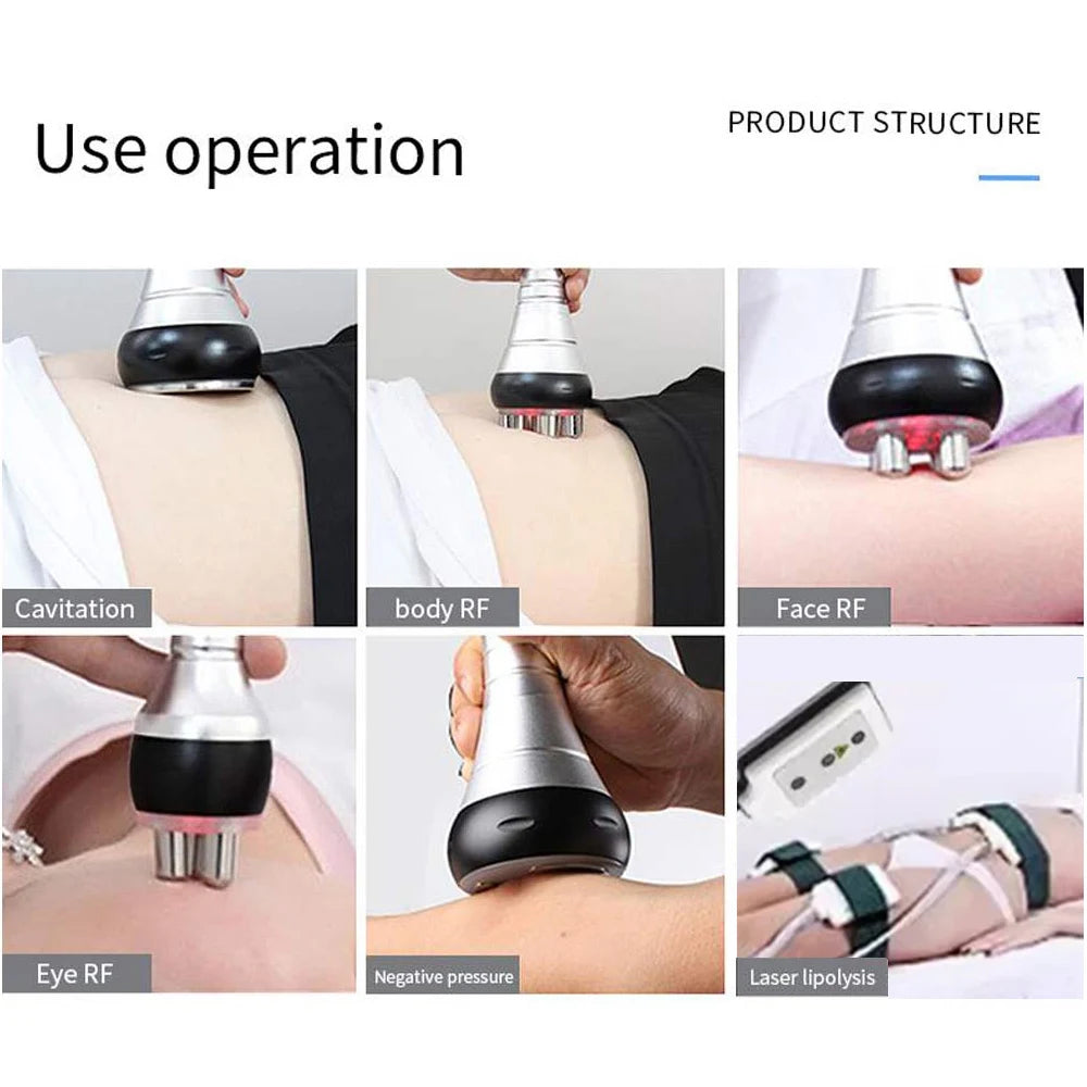 AOKO 9 in 1 Tool 80K Cavitation Ultrasonic Body Slimming Machine Multi-Polar Radio Anti-Wrinkle Rejuvenation Skin Lift Tighten