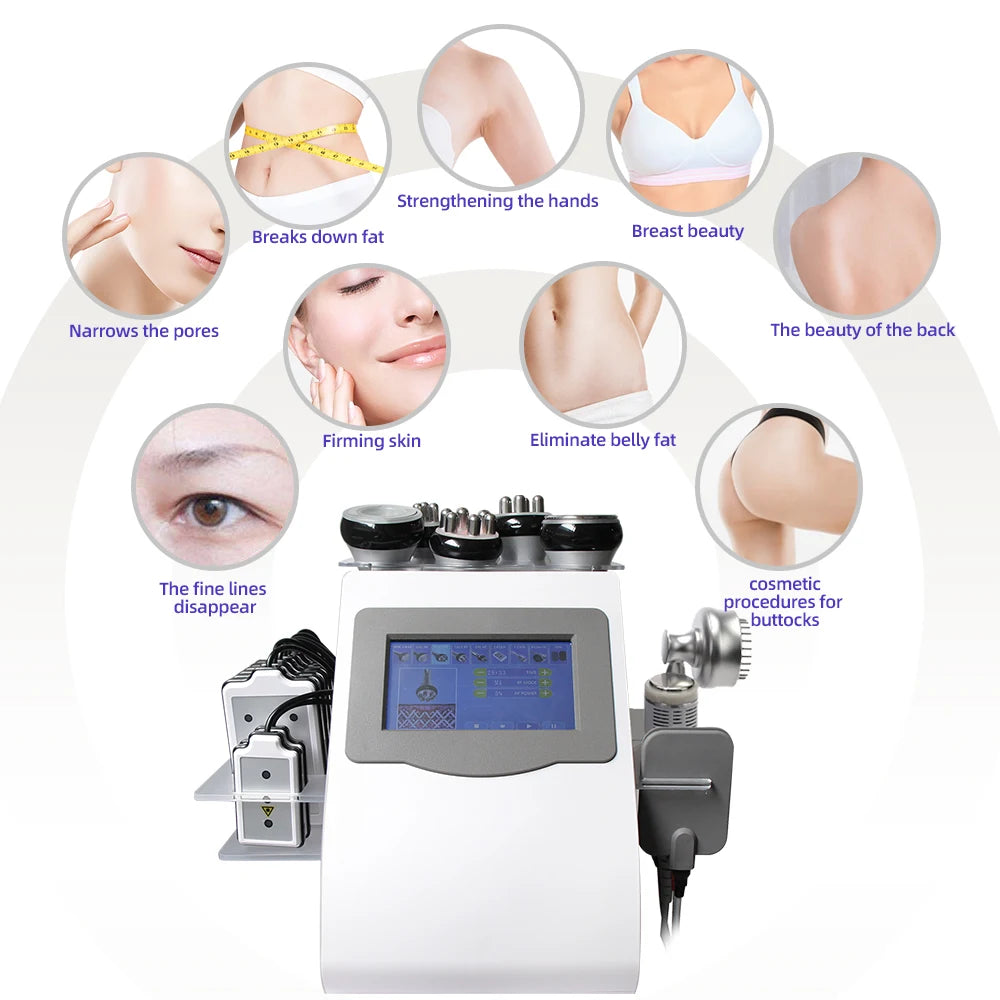 AOKO 9 in 1 Tool 80K Cavitation Ultrasonic Body Slimming Machine Multi-Polar Radio Anti-Wrinkle Rejuvenation Skin Lift Tighten