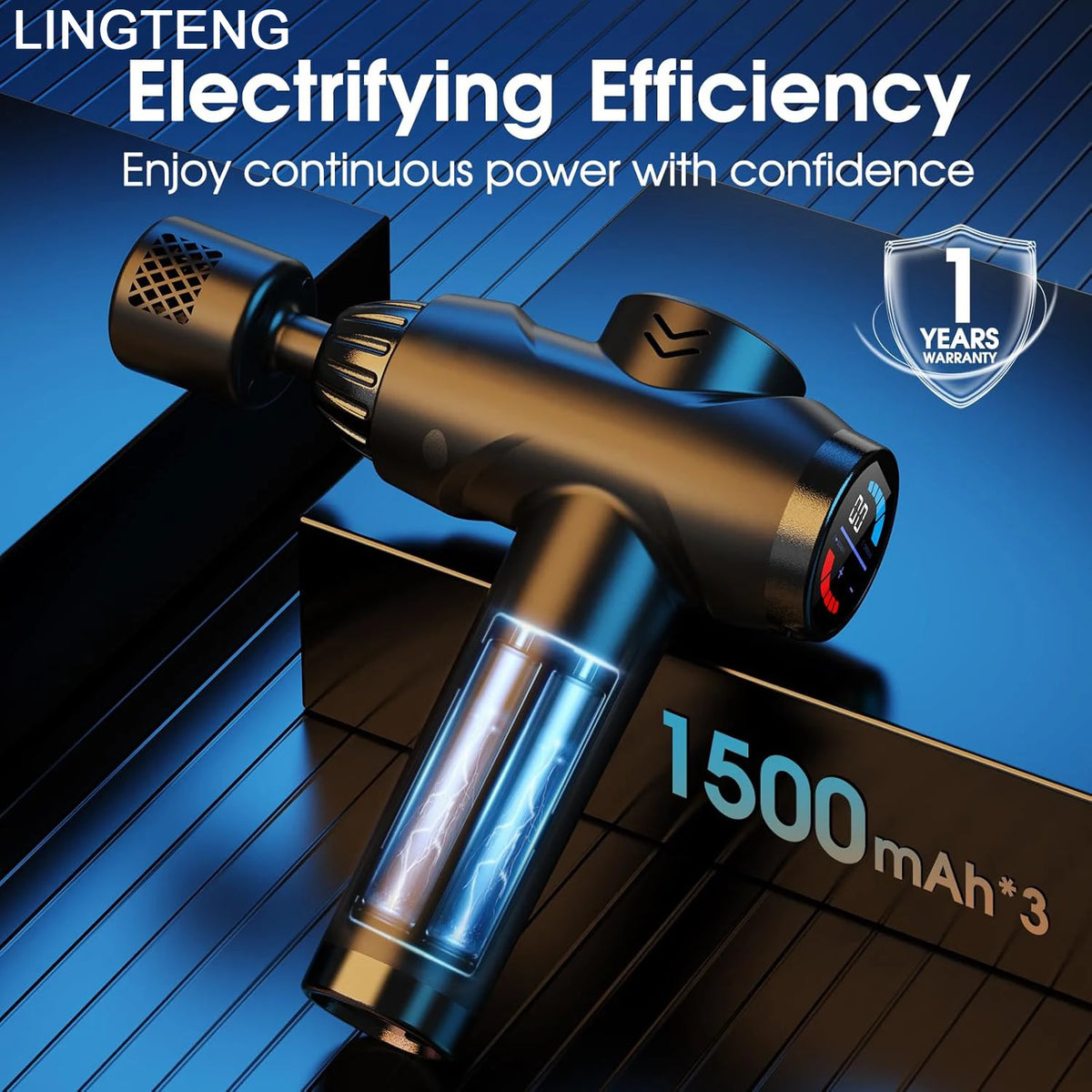 LINGTENG Massage Gun with Hot and Cold Functions, Deep Tissue Massage Gun, Back and Neck Massager, Muscle Percussion Massager, Handheld Massager, 7 Massage Heads, Comes with Storage Case.