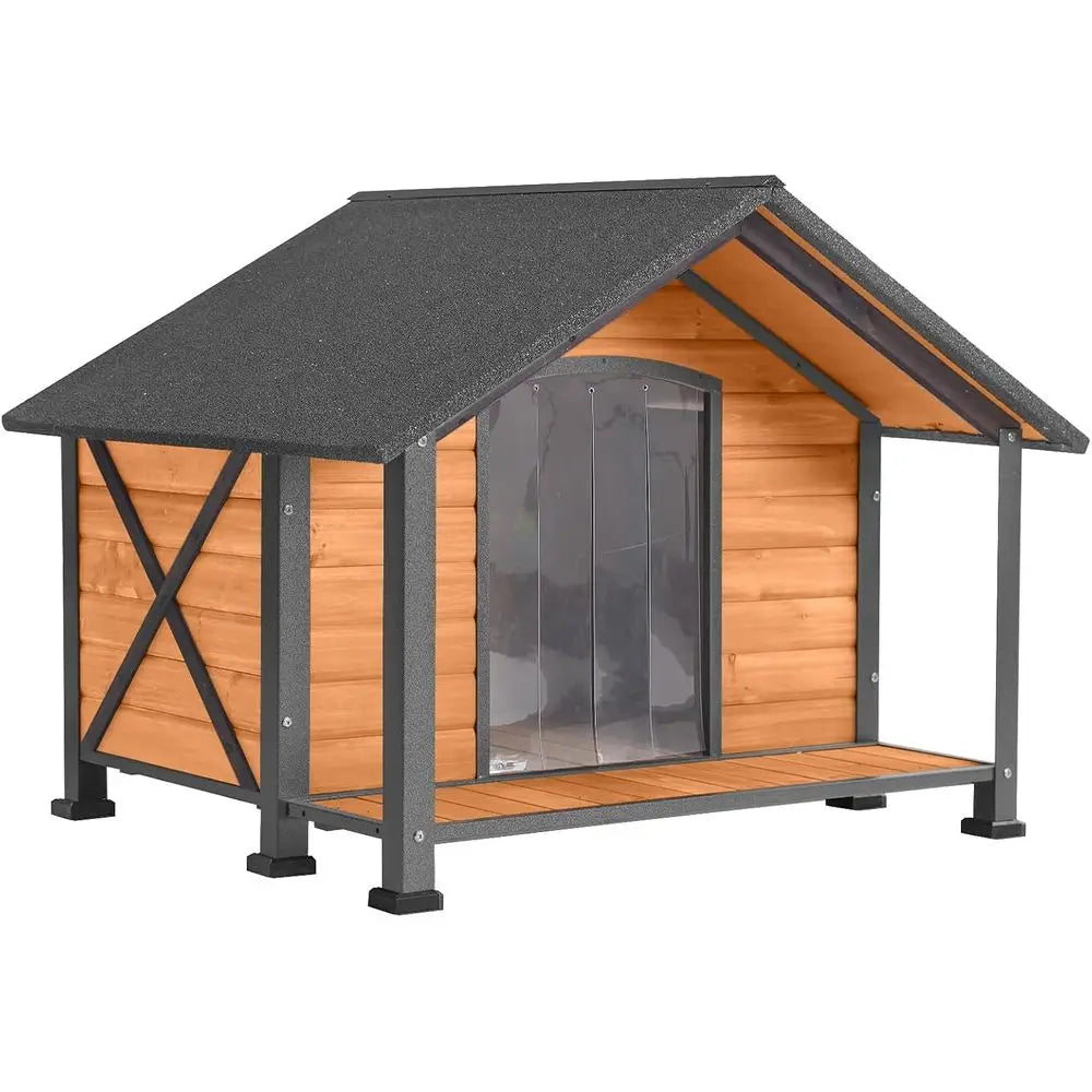Dog House Outdoor & Indoor Unique All-Seasons Iron Dog Kennel  with Raised feet for Small,  Medium & Large Dogs,Weatherproof.
