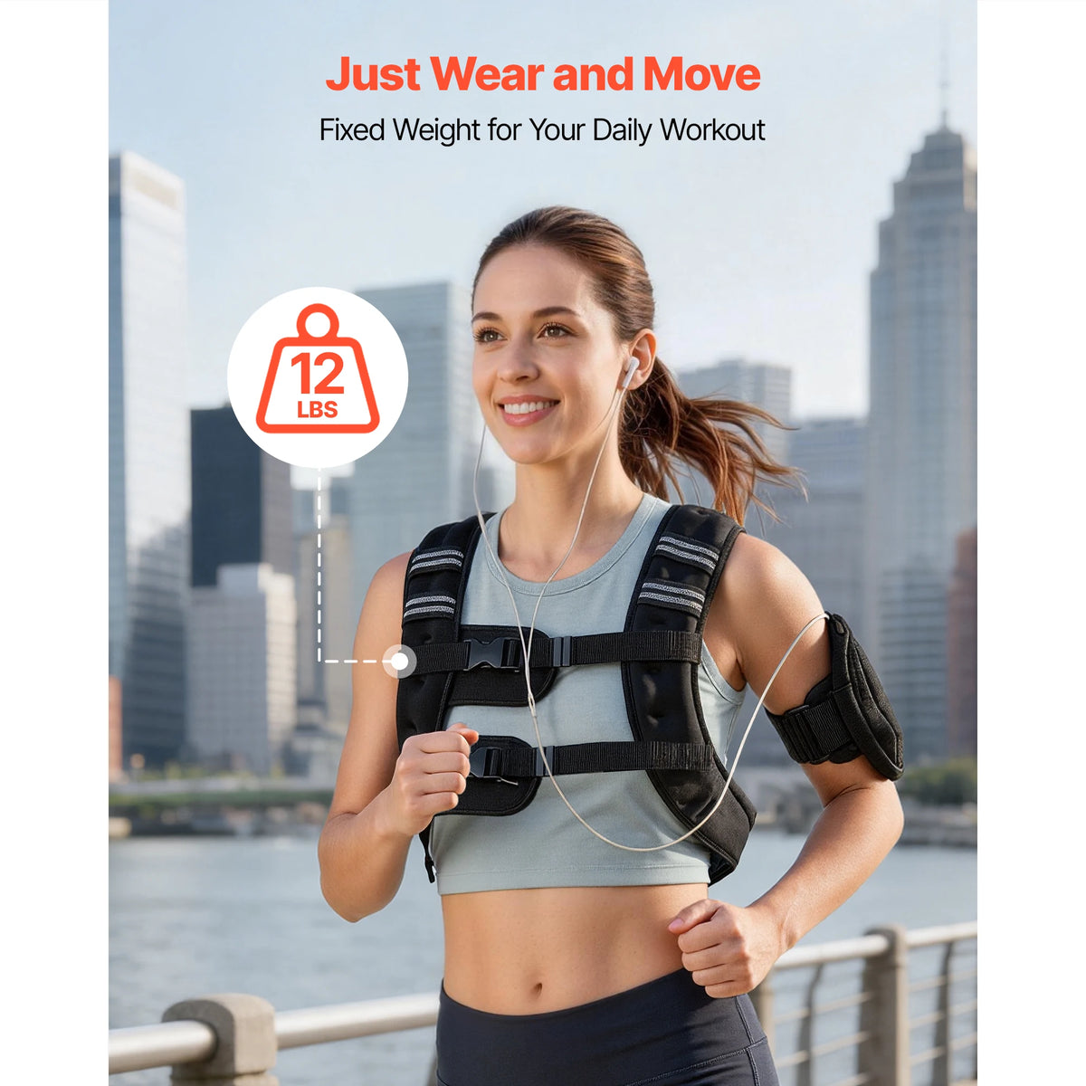 Succe Buy Buckle Weighted Vest 12/16/20/30 lbs Weight Vest with Reflective Stripe Adjustable for Men and Women for Strength Training