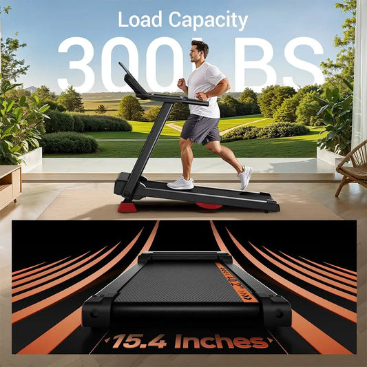 ROBORE P8 Foldable Treadmill 14KM/H, 12 Built-in Programs, with Heart Rate Sensor, Dual Cushion System, 136kg Weight Capacity, 102*40cm Running Area, 2.5HP Brushless Motor, Multi-function Console.