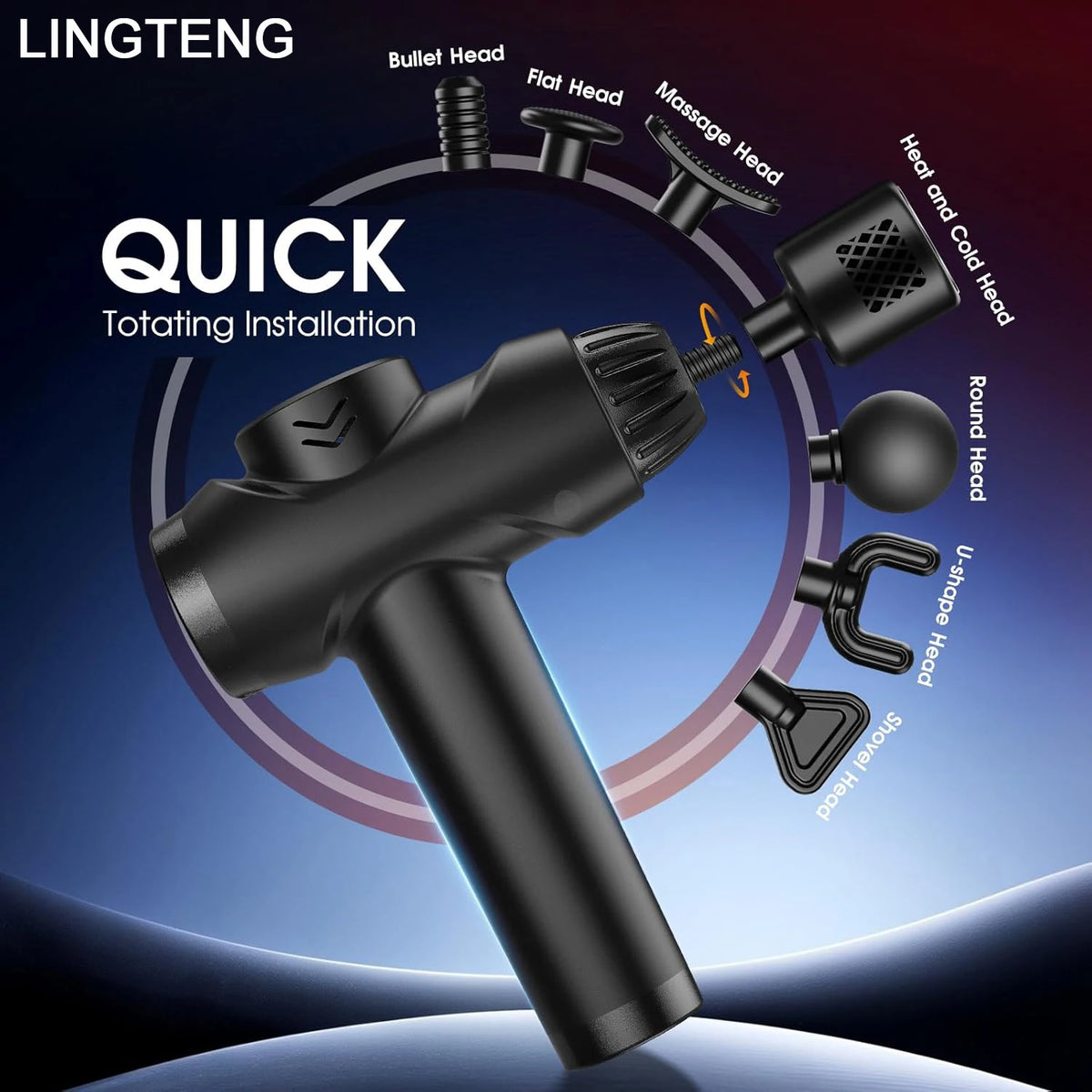 LINGTENG Massage Gun with Hot and Cold Functions, Deep Tissue Massage Gun, Back and Neck Massager, Muscle Percussion Massager, Handheld Massager, 7 Massage Heads, Comes with Storage Case.