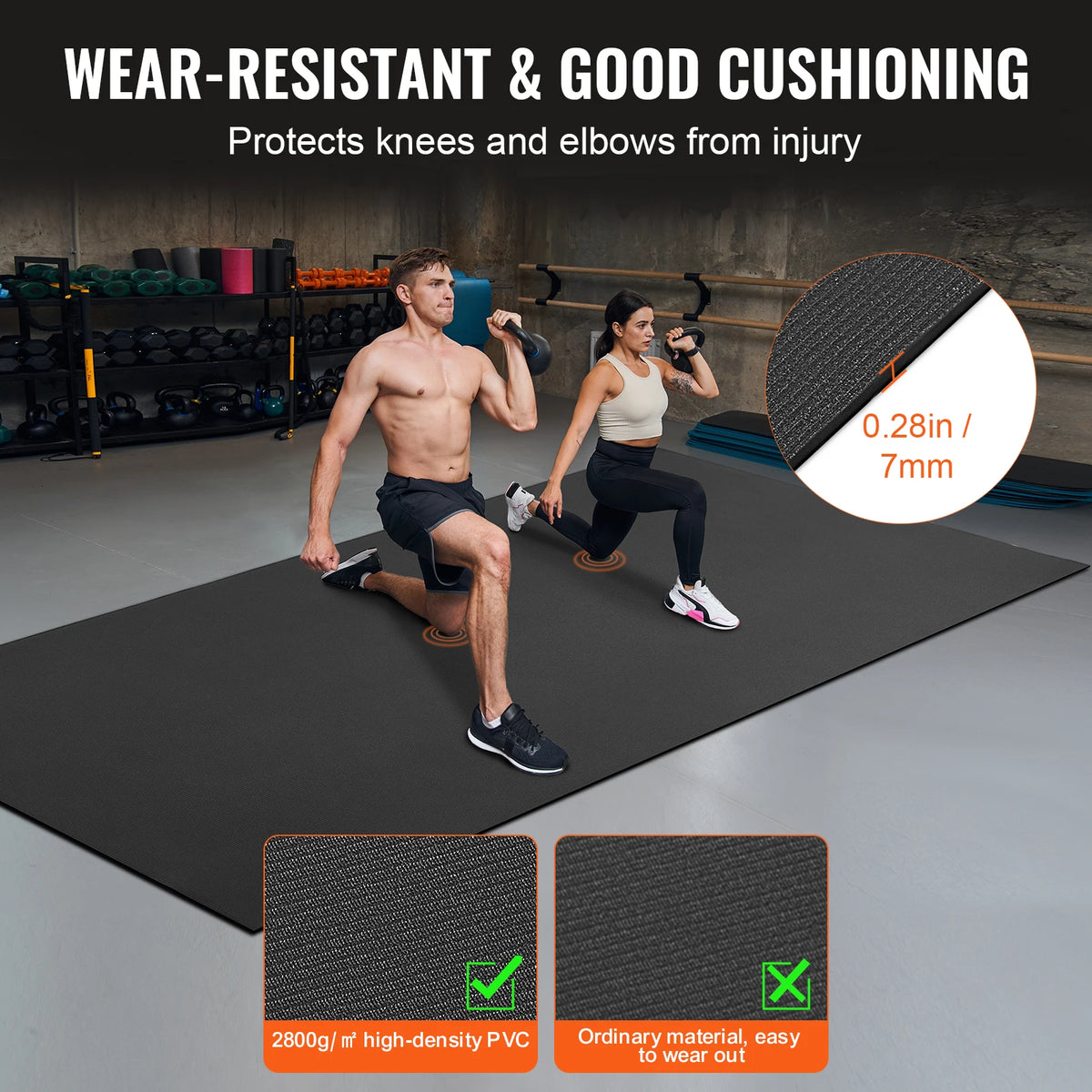 SucceBuy 12x6 FT Exercise Mat Non Slip High Density Premium Yoga Mat Exercise Yoga Mat for Fitness & Exercise Mat with Bag