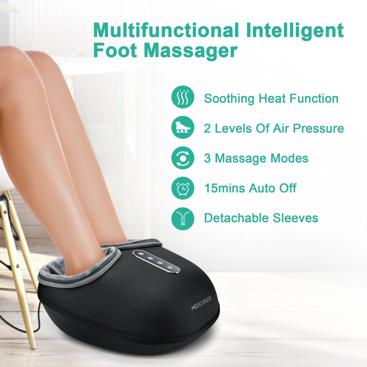Shiatsu Foot Massager Machine with Heat Roller Muscle Relaxation Pain Relief Electric Fully Wrapped Foot Massage