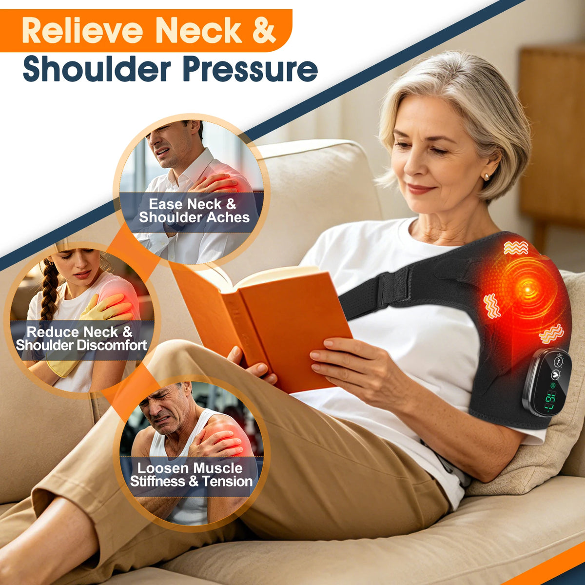 Electric Shoulder Massage Machine Heated Vibration Back Shoulder Belt Brace Relax Shoulder Neck Muscle Massagers Health Care