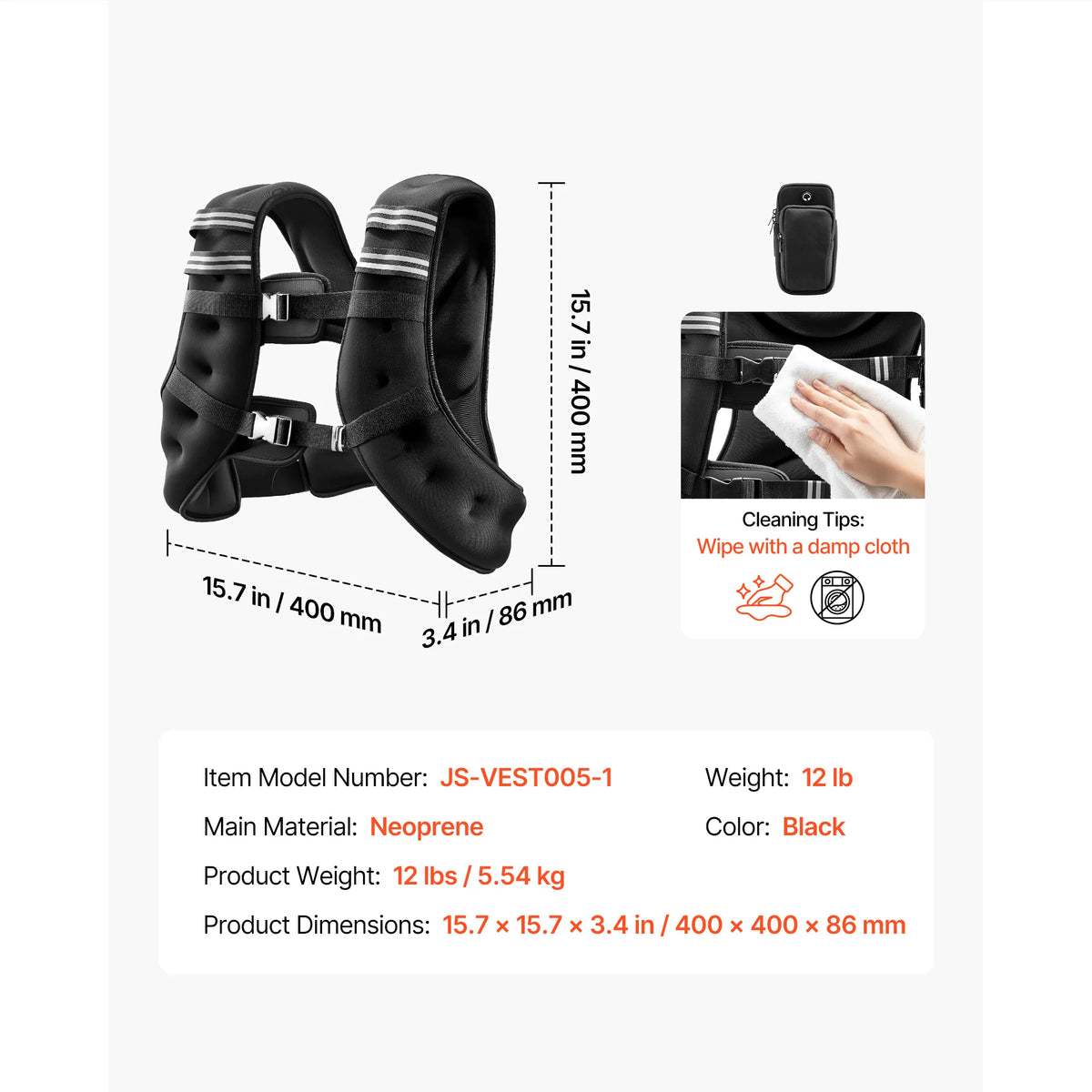 Succe Buy Buckle Weighted Vest 12/16/20/30 lbs Weight Vest with Reflective Stripe Adjustable for Men and Women for Strength Training