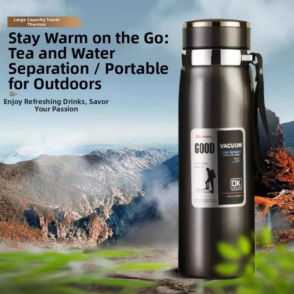 800/1000ml Sports Thermos Bottle Large Capacity Stainless Steel Insulated Water Bottle Heat-resistant