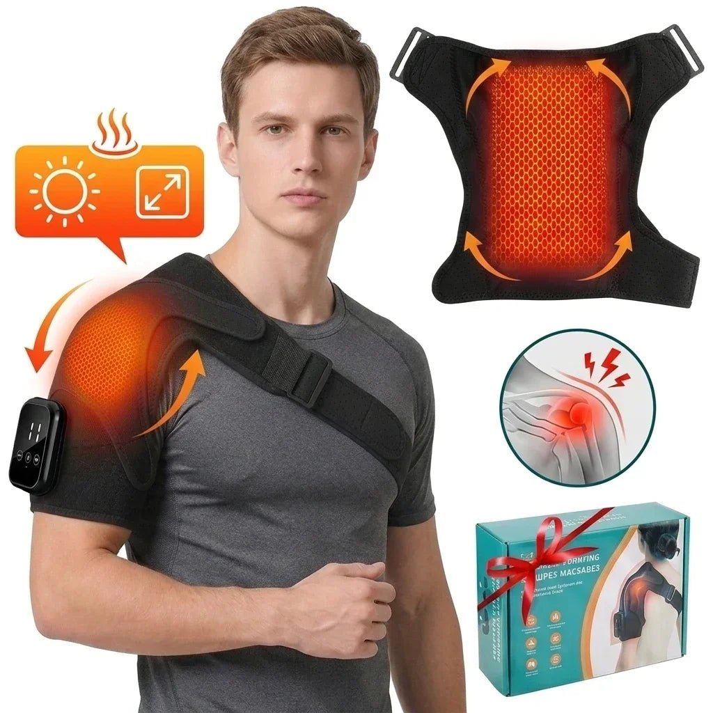 Electric Heated Vibration Shoulder Massage Pad Massager Elbow Large Area Hot Compress Joint Brace Muscle Relaxation Support Belt