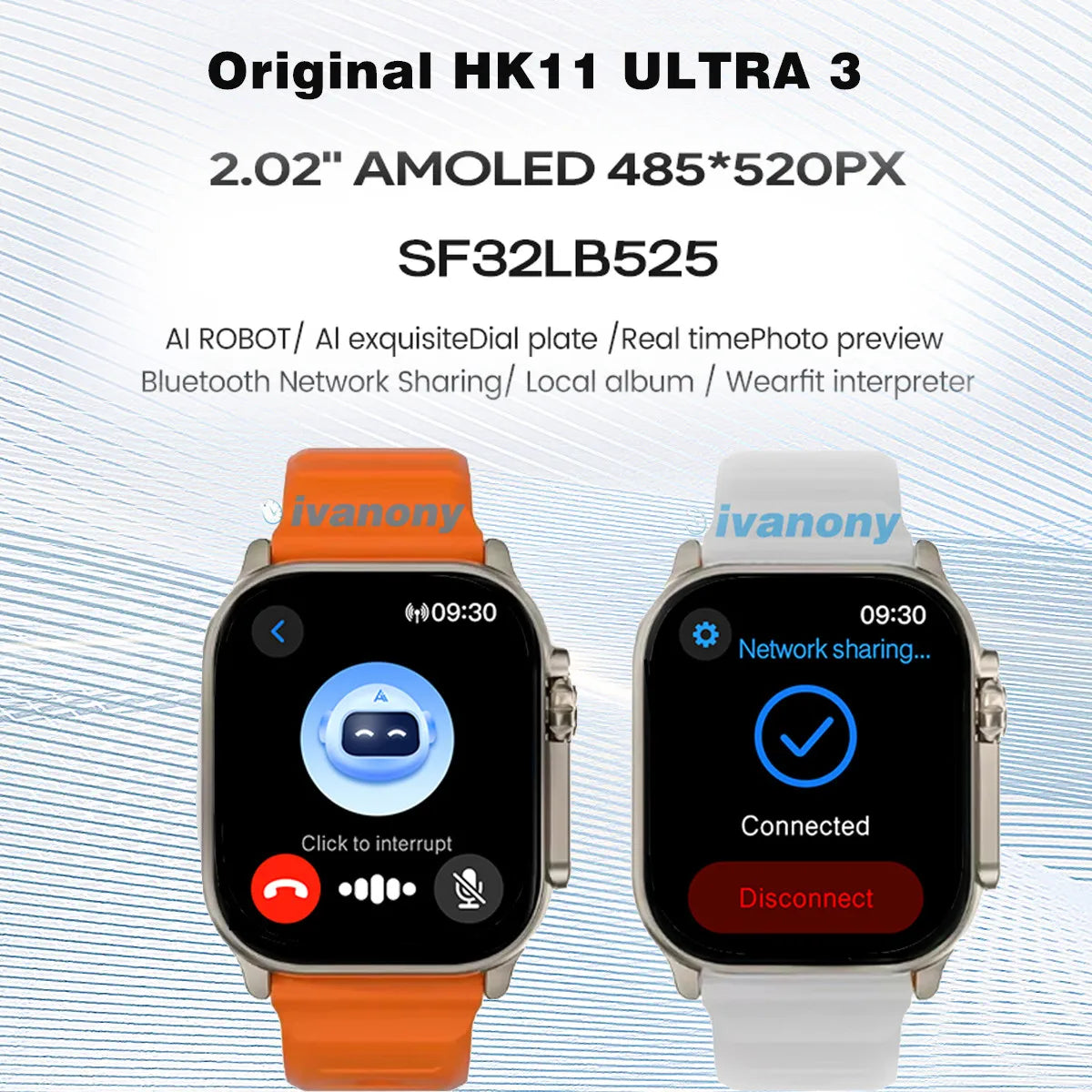 2025 NEW HK11 Ultra 3 Smart Watch Amoled Screen Compass AI Translate Answer Call TWS Connect Voice Wake up Smartwatch Men Women