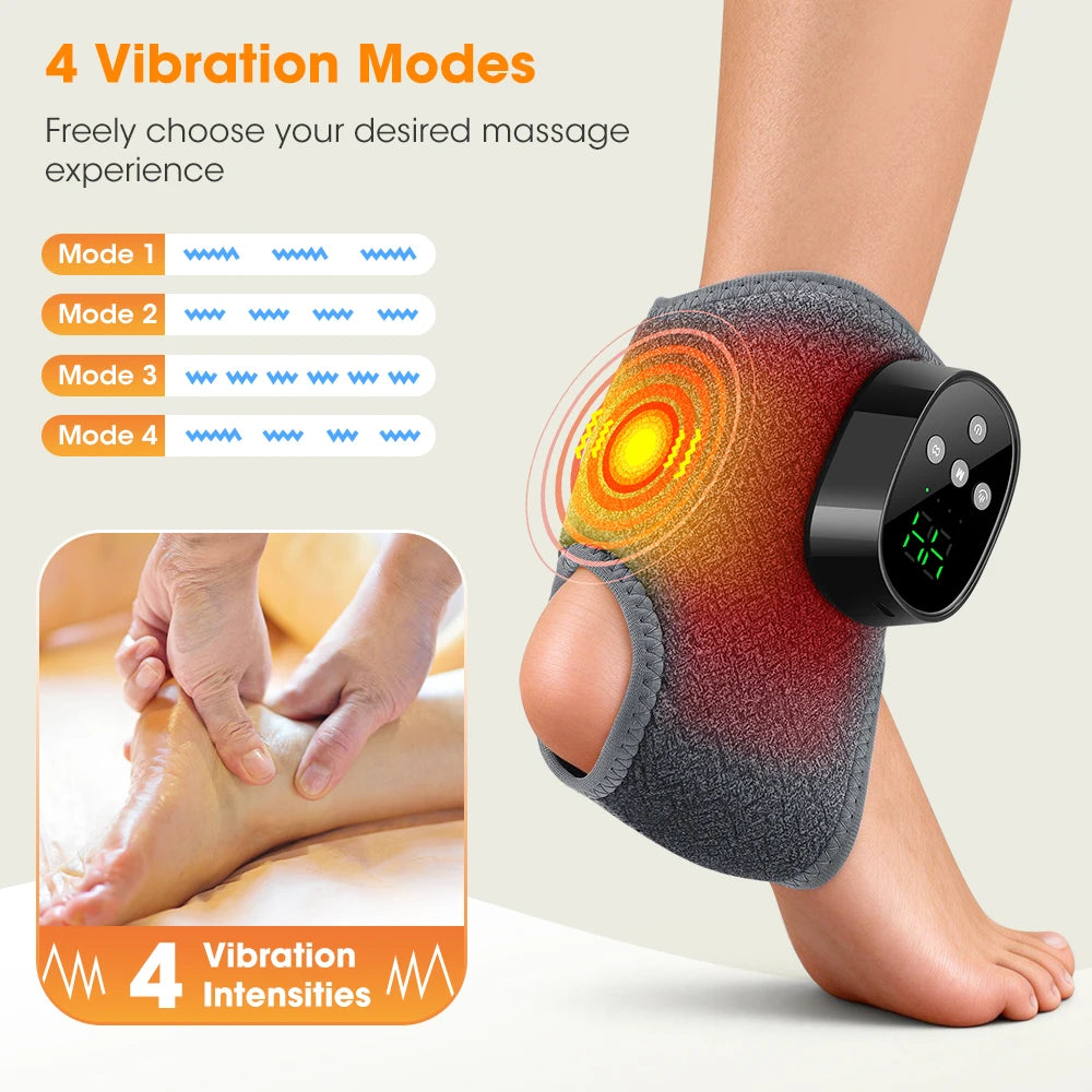 Heated Ankle Brace Massager 4 Heat Levels 4 Modes 4 Intensities Adjustable Warm Foot Brace Cordless Rechargeable Foot Relaxer