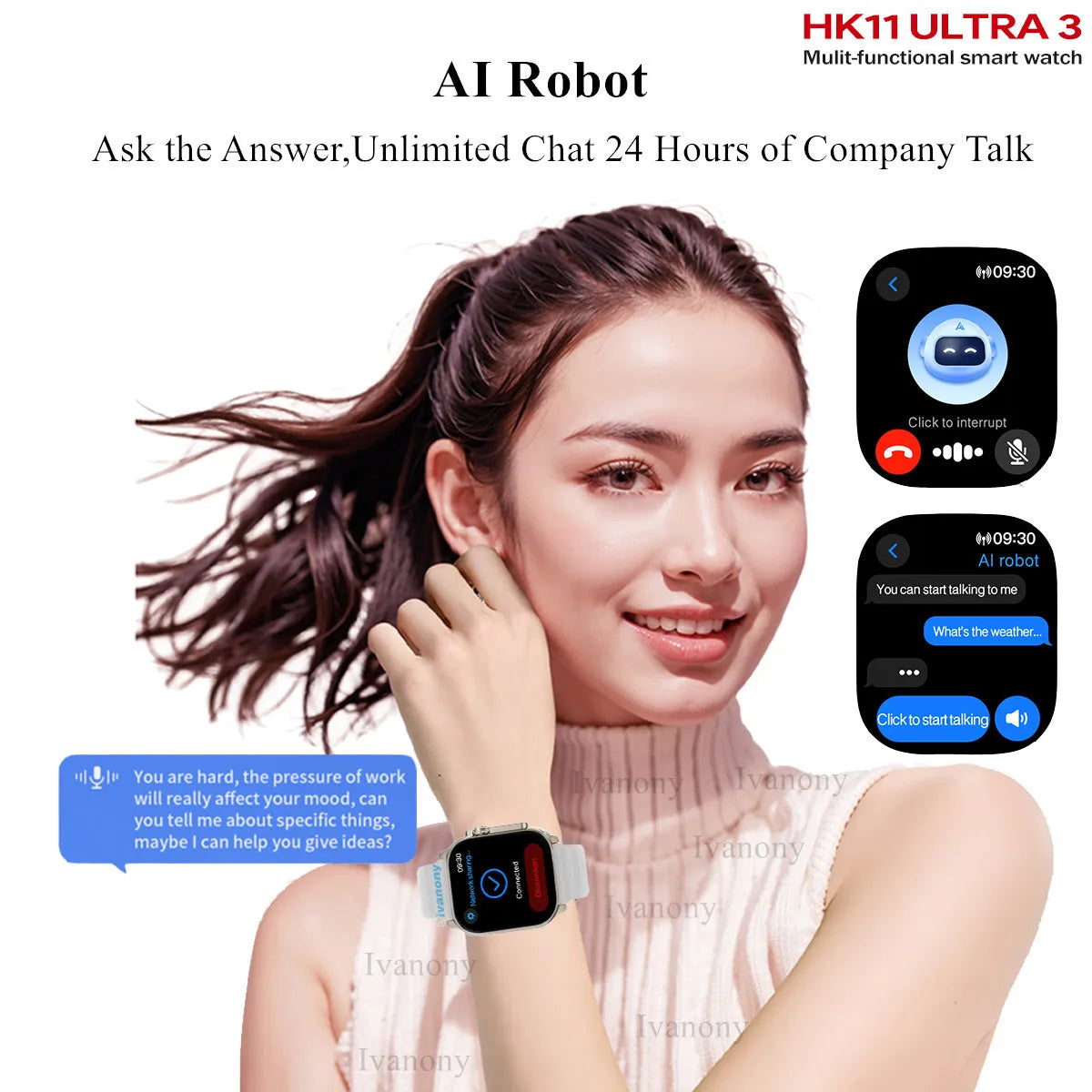 2025 NEW HK11 Ultra 3 Smart Watch Amoled Screen Compass AI Translate Answer Call TWS Connect Voice Wake up Smartwatch Men Women