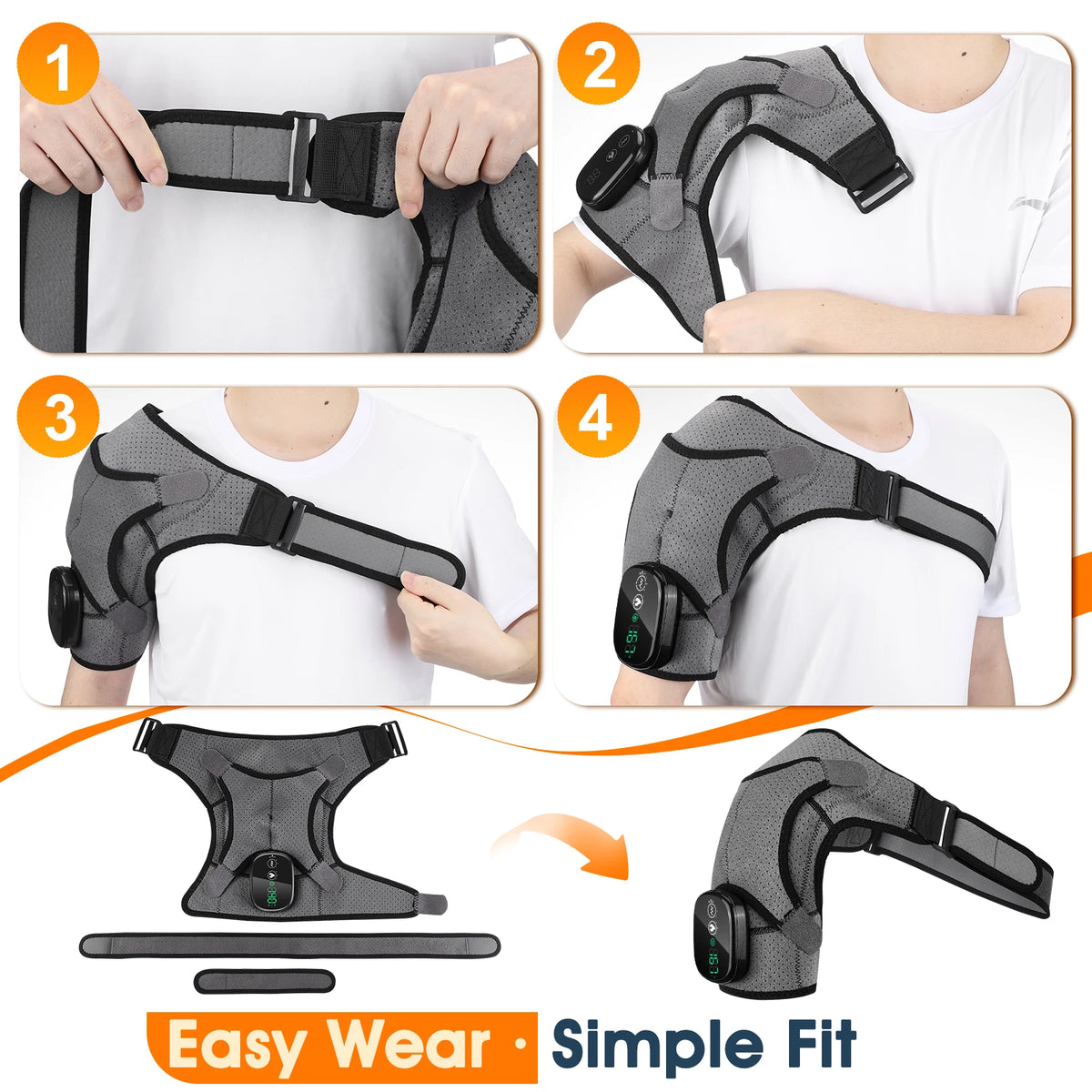 Cordless Electric Heating Shoulder Massager Vibration Massage Shoulder Brace Support Belt Shoulder Muscle Relaxer Heated Pad