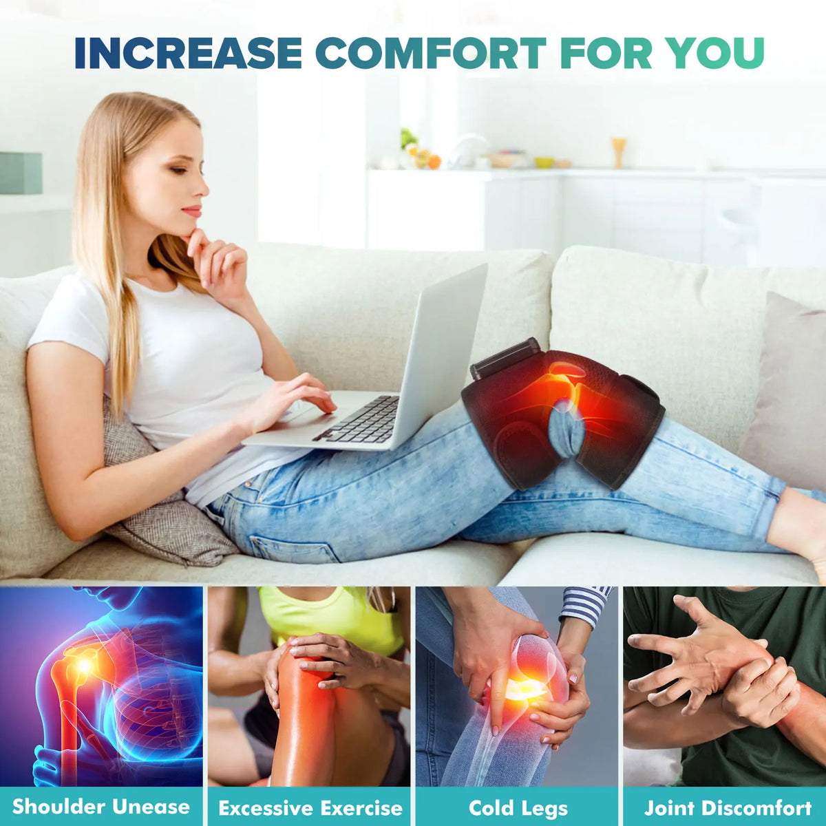 Intelligent Electric Heating Knee Protection Massage Warm Compress Joint Protection for Neck,Shoulder,and Knee Vibration Device