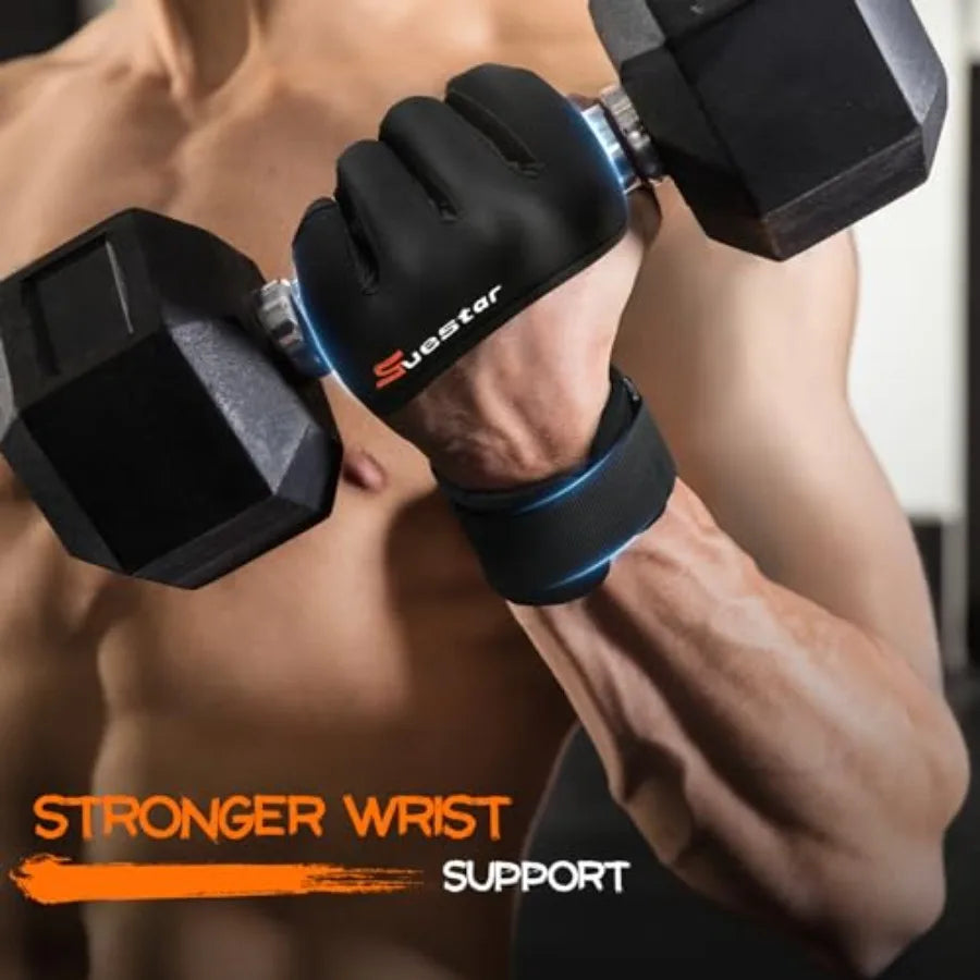 Workout Gloves, Heavy Duty Cowhide Padded Weight Lifting Gloves with Wrist Support, Full Palm Protection and Silicone Grips/ Gym
