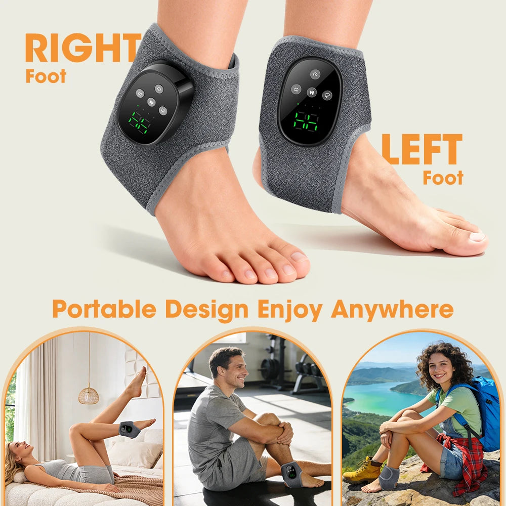Heated Ankle Brace Massager 4 Heat Levels 4 Modes 4 Intensities Adjustable Warm Foot Brace Cordless Rechargeable Foot Relaxer