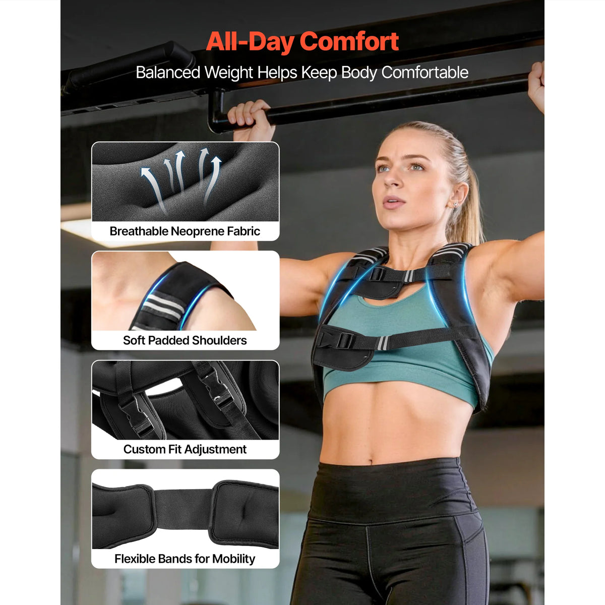 Succe Buy Buckle Weighted Vest 12/16/20/30 lbs Weight Vest with Reflective Stripe Adjustable for Men and Women for Strength Training