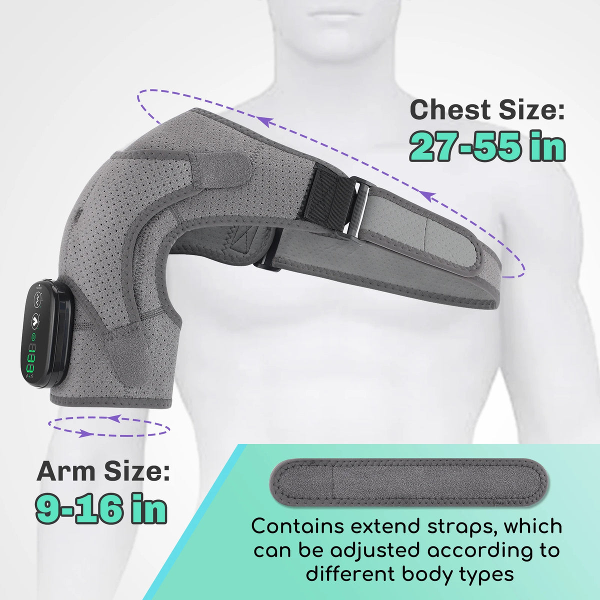 Cordless Electric Heating Shoulder Massager Vibration Massage Shoulder Brace Support Belt Shoulder Muscle Relaxer Heated Pad