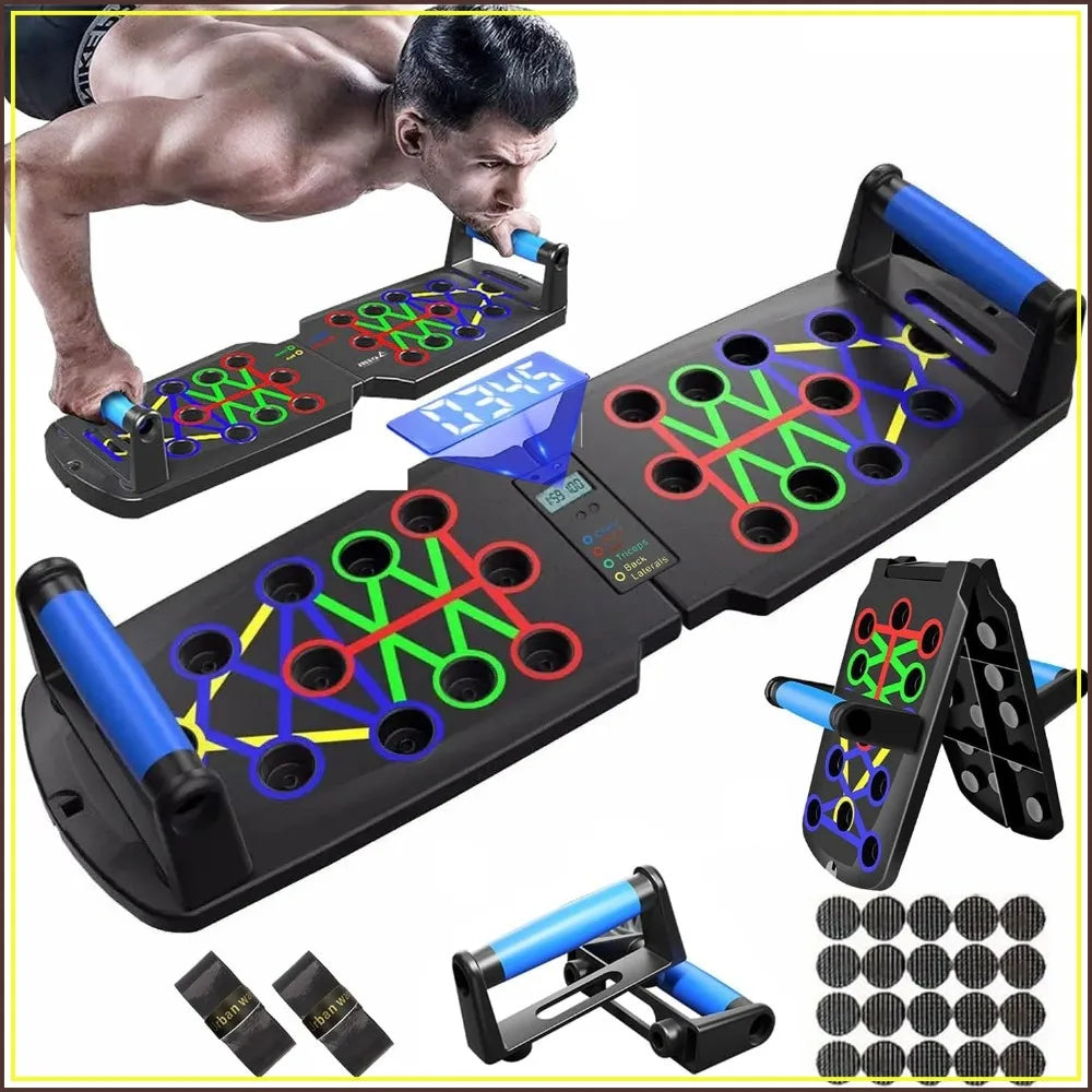 Smart Push Up Board with Counter, Foldable Home Workout Equipment, Non-Slip Handles for Chest, Shoulders, Back & Triceps