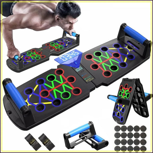 Smart Push Up Board with Counter, Foldable Home Workout Equipment, Non-Slip Handles for Chest, Shoulders, Back & Triceps