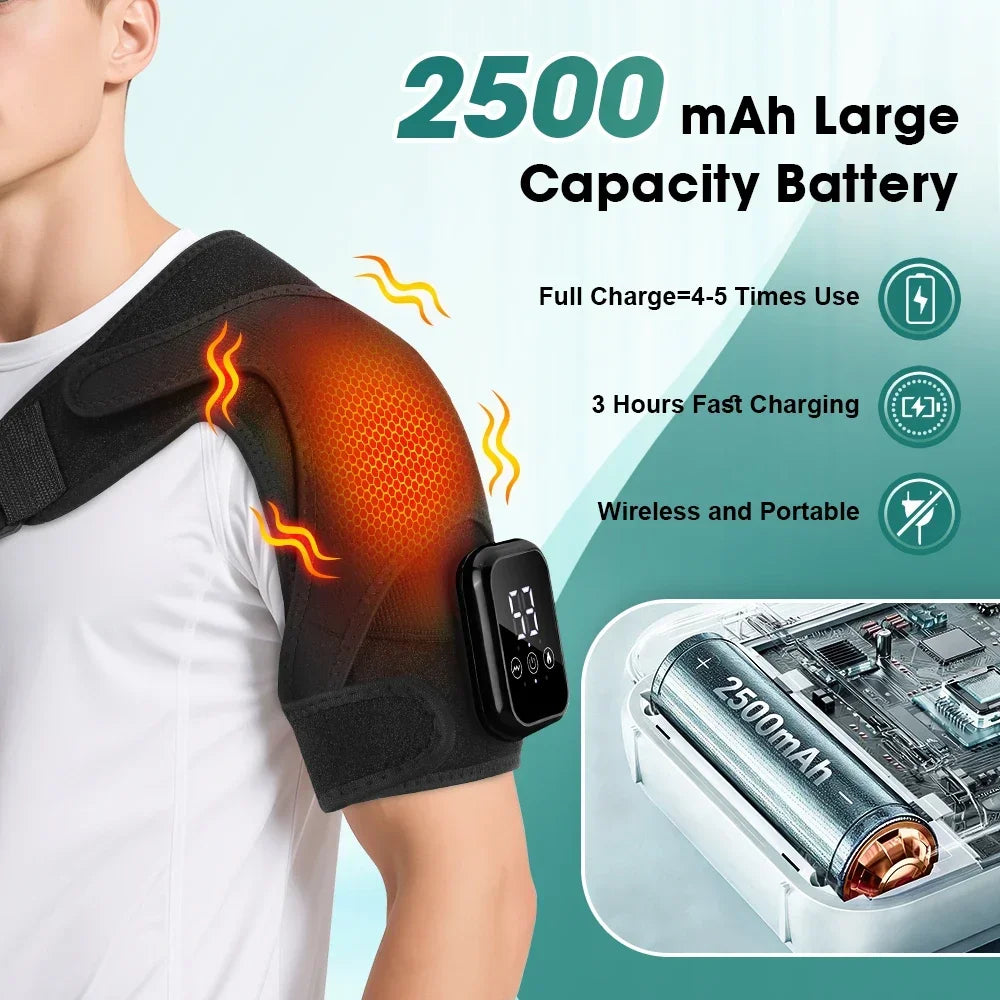 Electric Heated Vibration Shoulder Massage Pad Massager Elbow Large Area Hot Compress Joint Brace Muscle Relaxation Support Belt