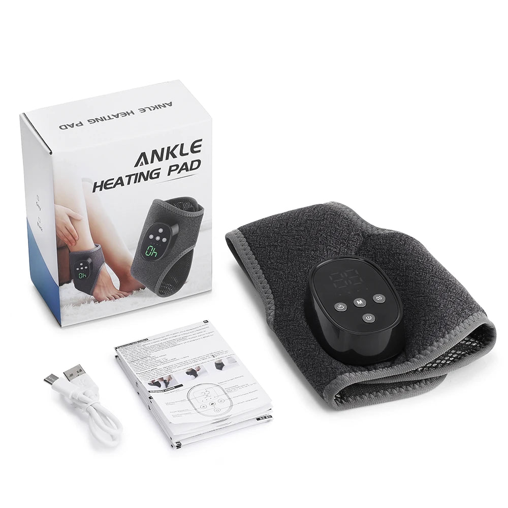 Heated Ankle Brace Massager 4 Heat Levels 4 Modes 4 Intensities Adjustable Warm Foot Brace Cordless Rechargeable Foot Relaxer
